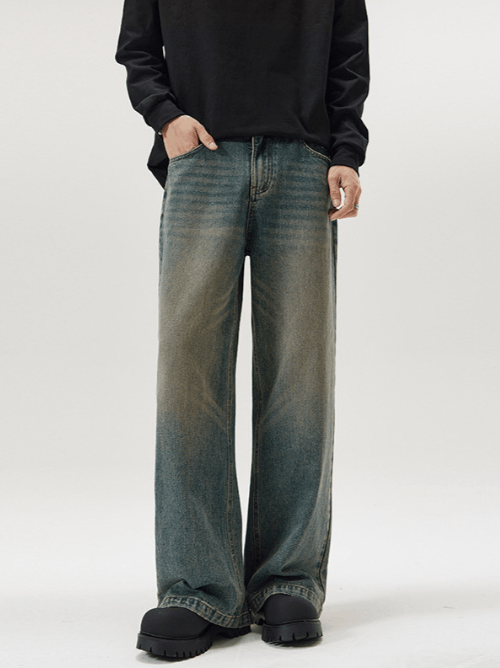 Japanese Brand Street distressed washed loose straight jeans Y2K Size US 32 / EU 48 - 1 Thumbnail