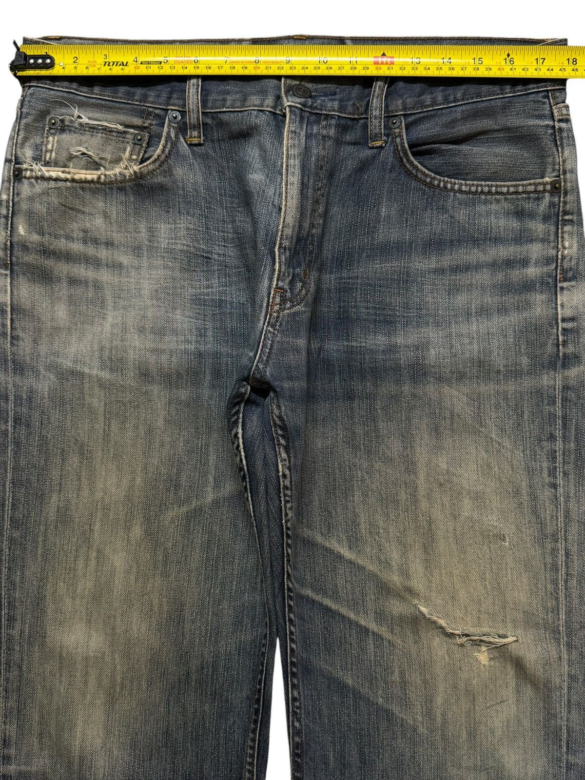 Uniqlo Vintage Y2K Japanese Uniqlo Mud Wash Distress Wide Leg Baggy Size US 35 - 8 Thumbnail