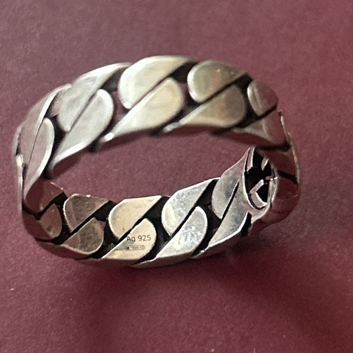Gucci Gucci Wide Ring w Interlocking G Sterling Silver Chain AG925 Size ONE SIZE - 5 Thumbnail