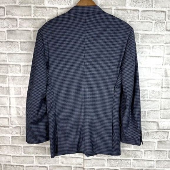 Peter Millar Peter Millar Blazer Jacket Men's 44 Regular Navy Cobalt Gingham Check 2-Button Notch Lapel Wool Long Size 44R - 4 Thumbnail