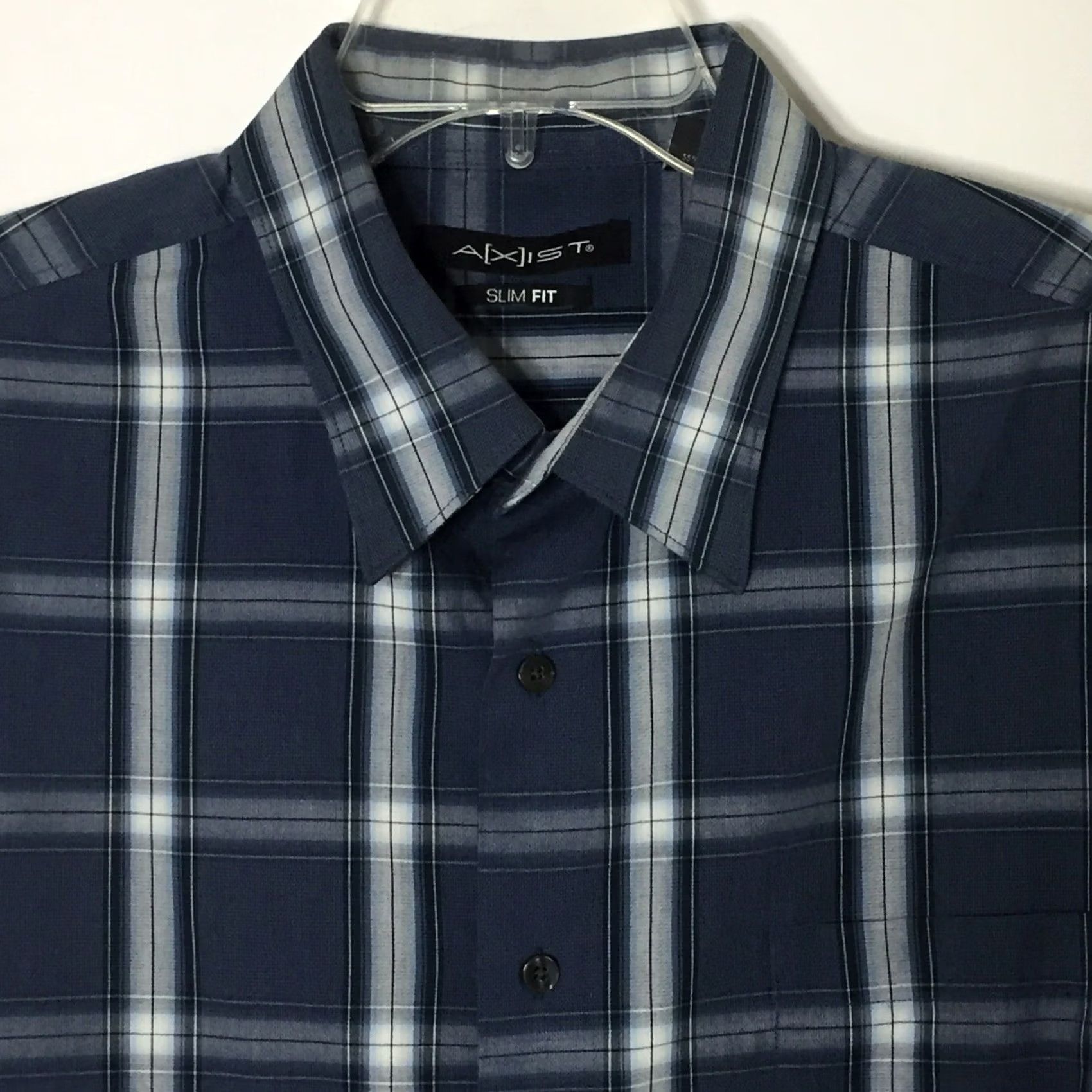 Vintage Axist Slim Fit Shirt Mens XXL Blue Check Short Sleeve Button-Up Size US XXL / EU 58 / 5 - 2 Thumbnail