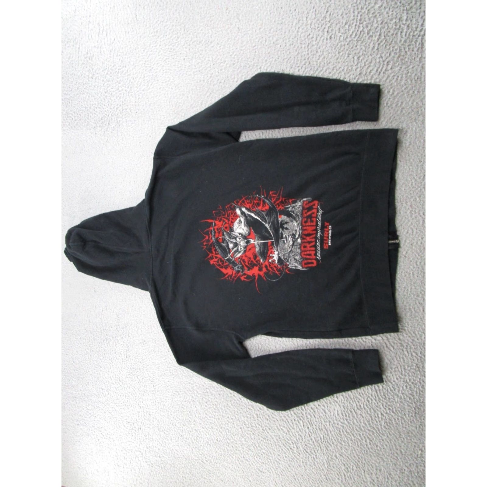 Vintage Surly Brewing Darkness Devil Demon Hoodie Men's Zip Sweatshirt ReadingREAD Black Cotton Fleece Pockets Size US M / EU 48-50 / 2 - 4 Thumbnail