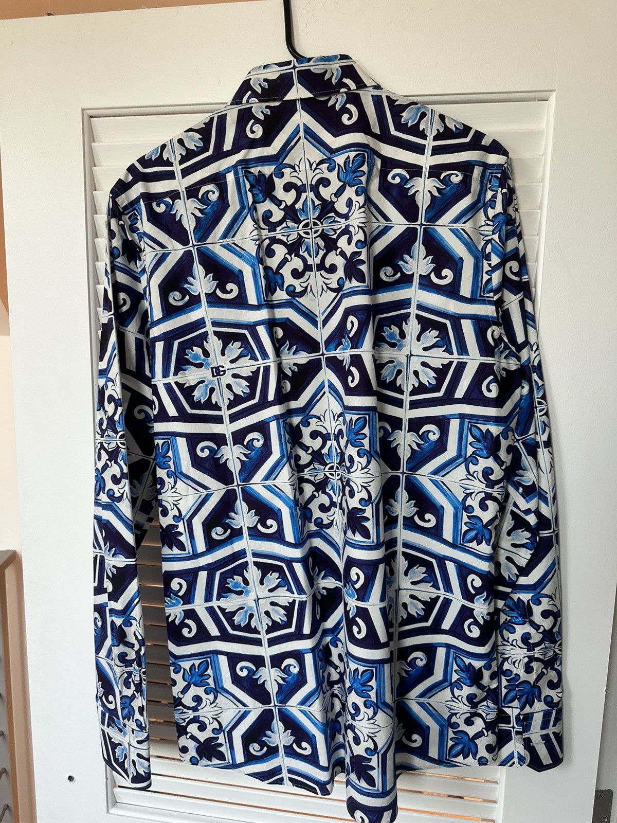 Dolce & Gabbana Dolce & Gabbana Blue Pattern Long Sleeve Button-Up Size US L / EU 52-54 / 3 - 2 Thumbnail
