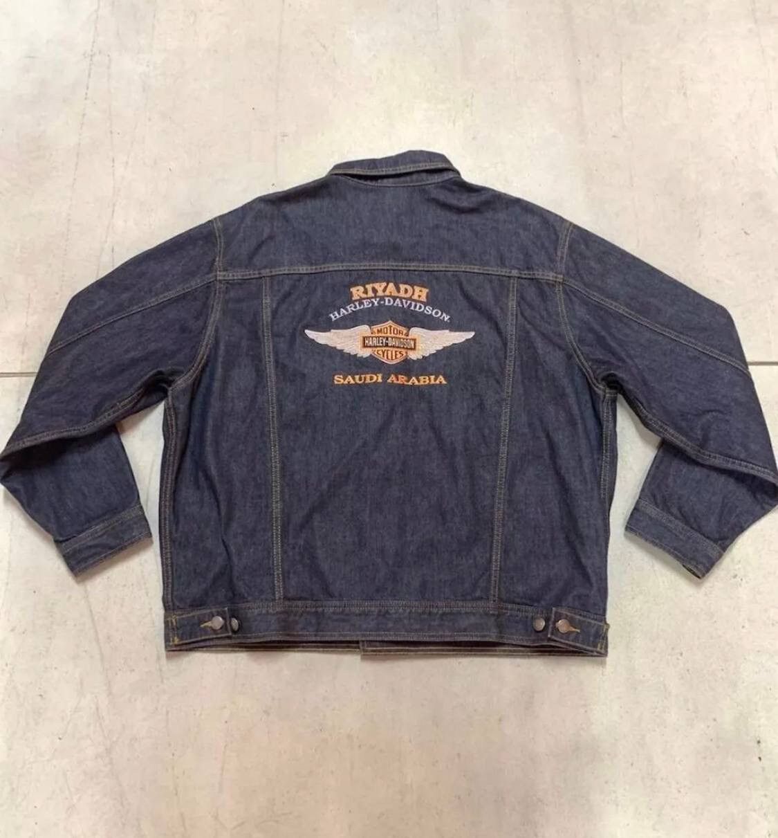 Harley Davidson Vintage HARLEY DAVIDSON Denim Jacket Embroidered Big Logo Size US XL / EU 56 / 4 - 2 Thumbnail
