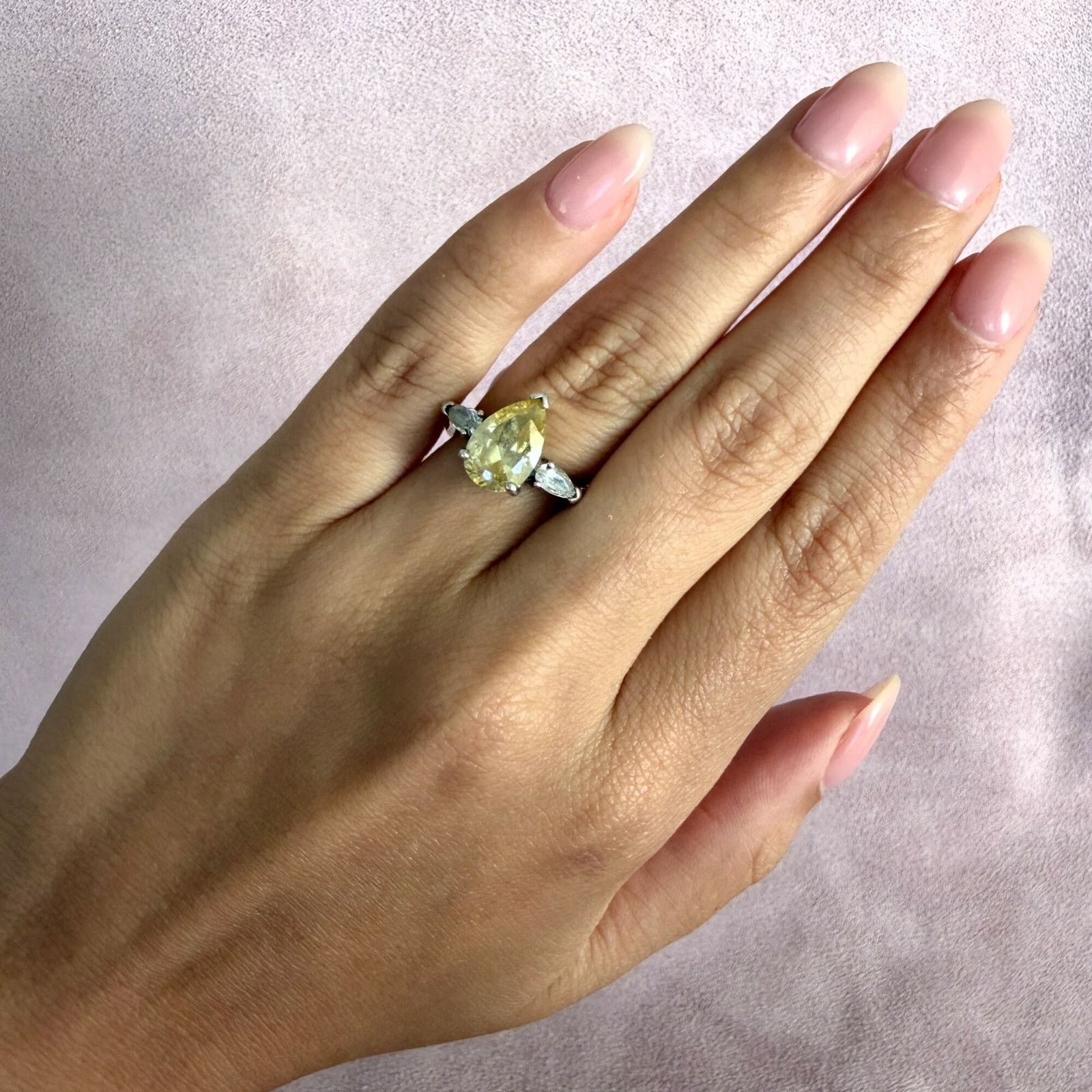 Sterling Silver avon sterling silver pear-cut yellow cz engagement ring 6 Size ONE SIZE - 2 Thumbnail
