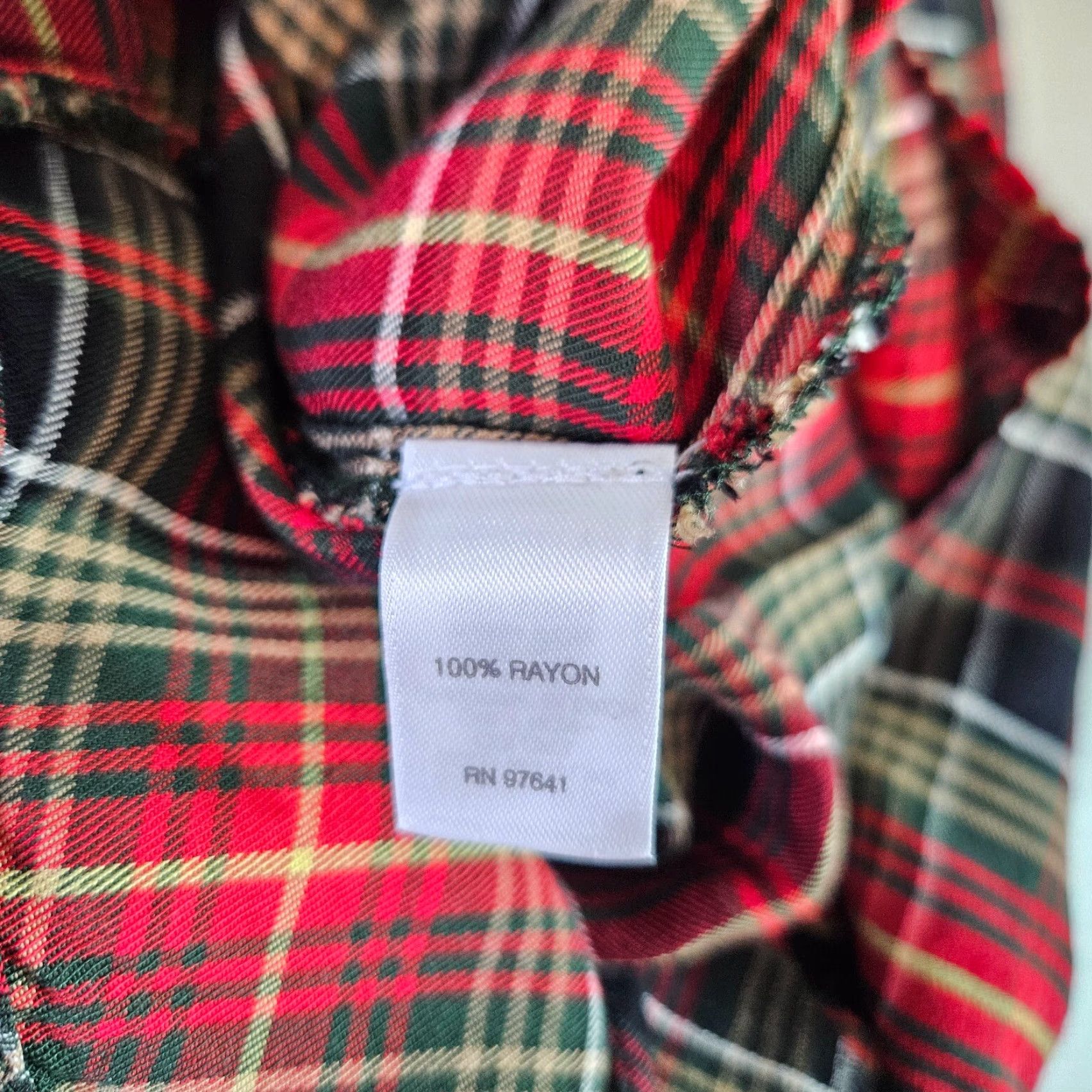 J. Jill J Jill Womens Button Front Top L Red Plaid Rayon Long Sleeve Shirt Size L / US 10 / IT 46 - 4 Thumbnail
