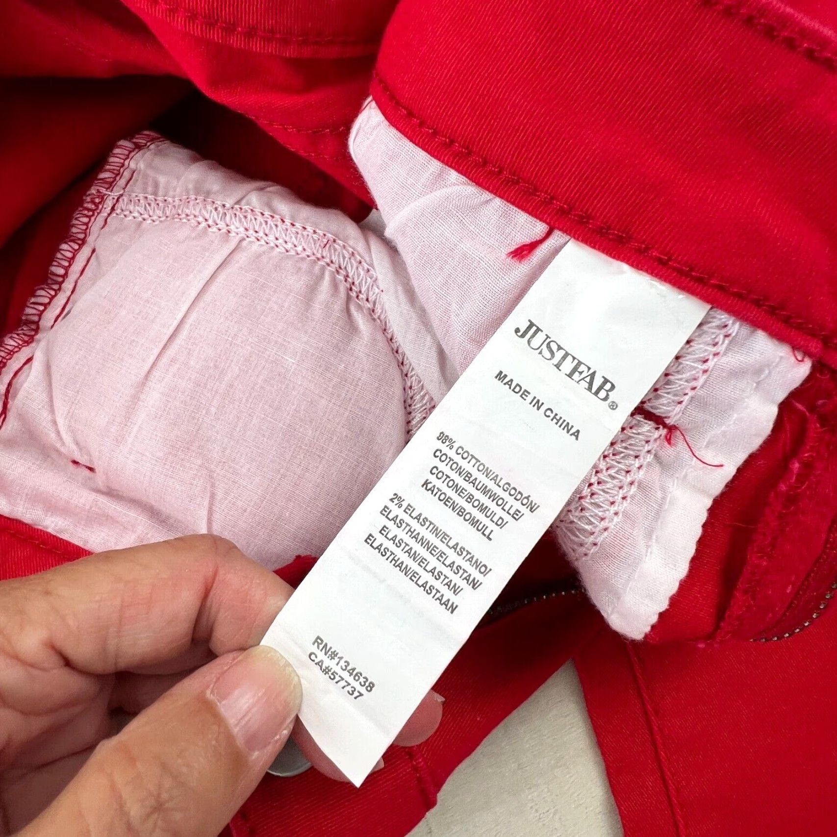 Vintage JustFab Womens Red Denim Jeans 26 Low Rise Cropped Skinny Stretch Cotton Size 26" / US 2 / IT 38 - 5 Thumbnail