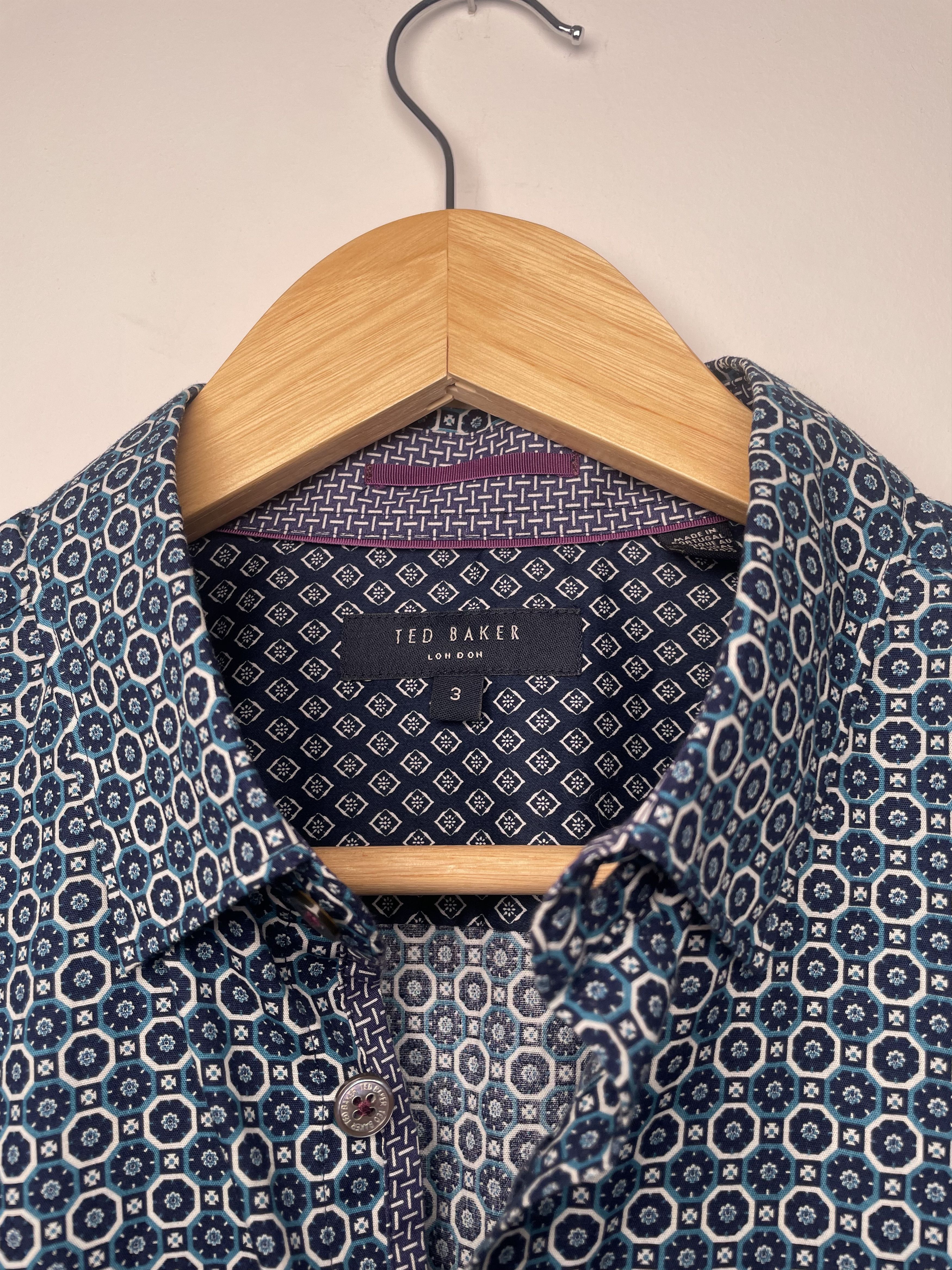 Ted Baker Ted Baker London Teal Geometric Print Shirt Size 3 M Size US M / EU 48-50 / 2 - 3 Thumbnail