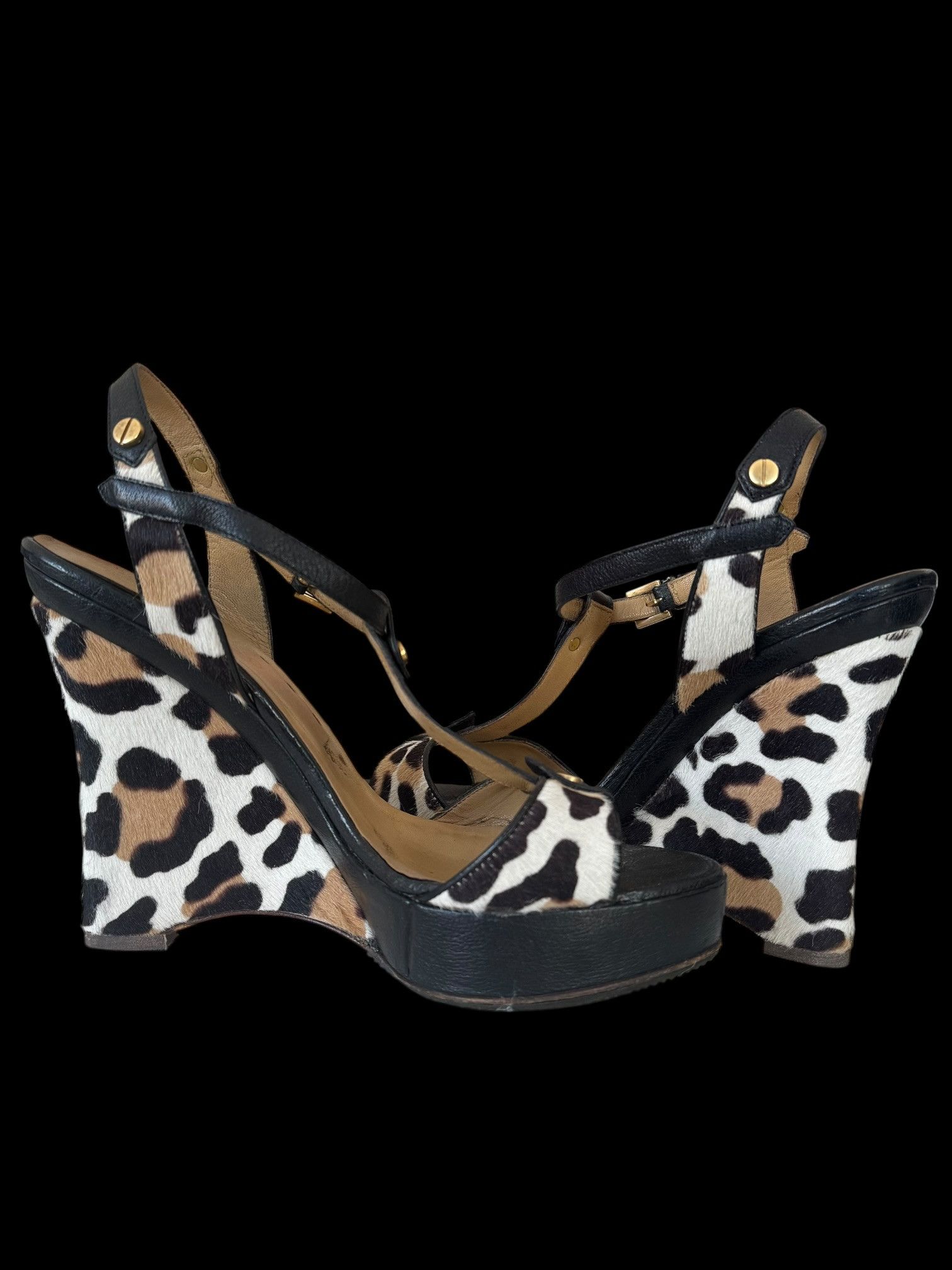 Giovanni Valentino Valentino Garavani Pony Hair Leopard Platform Sandals Size US 11 / IT 41 - 9 Thumbnail