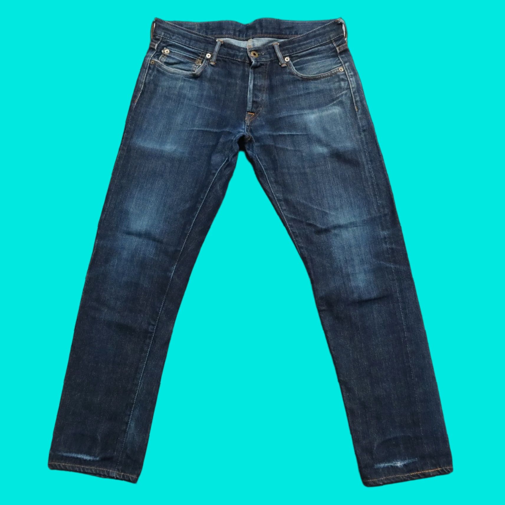 Japan Blue VINTAGE Japan Blue Circle Selvedge Denim Jeans Men 32 Dark Wash Distressed 28 Inseam Jeans Size US 32 / EU 48 - 1 Thumbnail