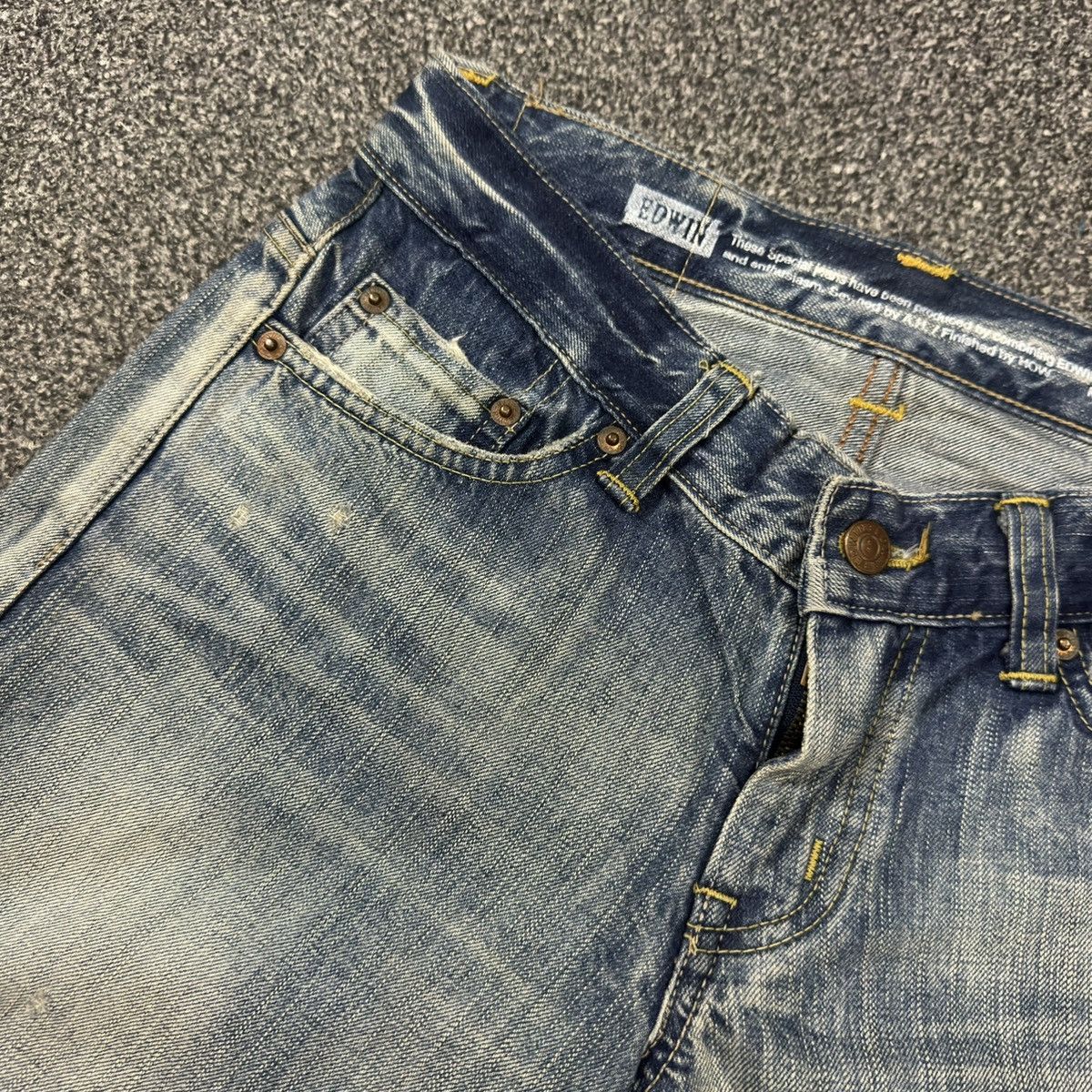 If Six Was Nine 🔥🇯🇵 Vintage 90s Flared Edwin Damage 13oz 503 Denim Jeans Size US 30 / EU 46 - 12 Thumbnail
