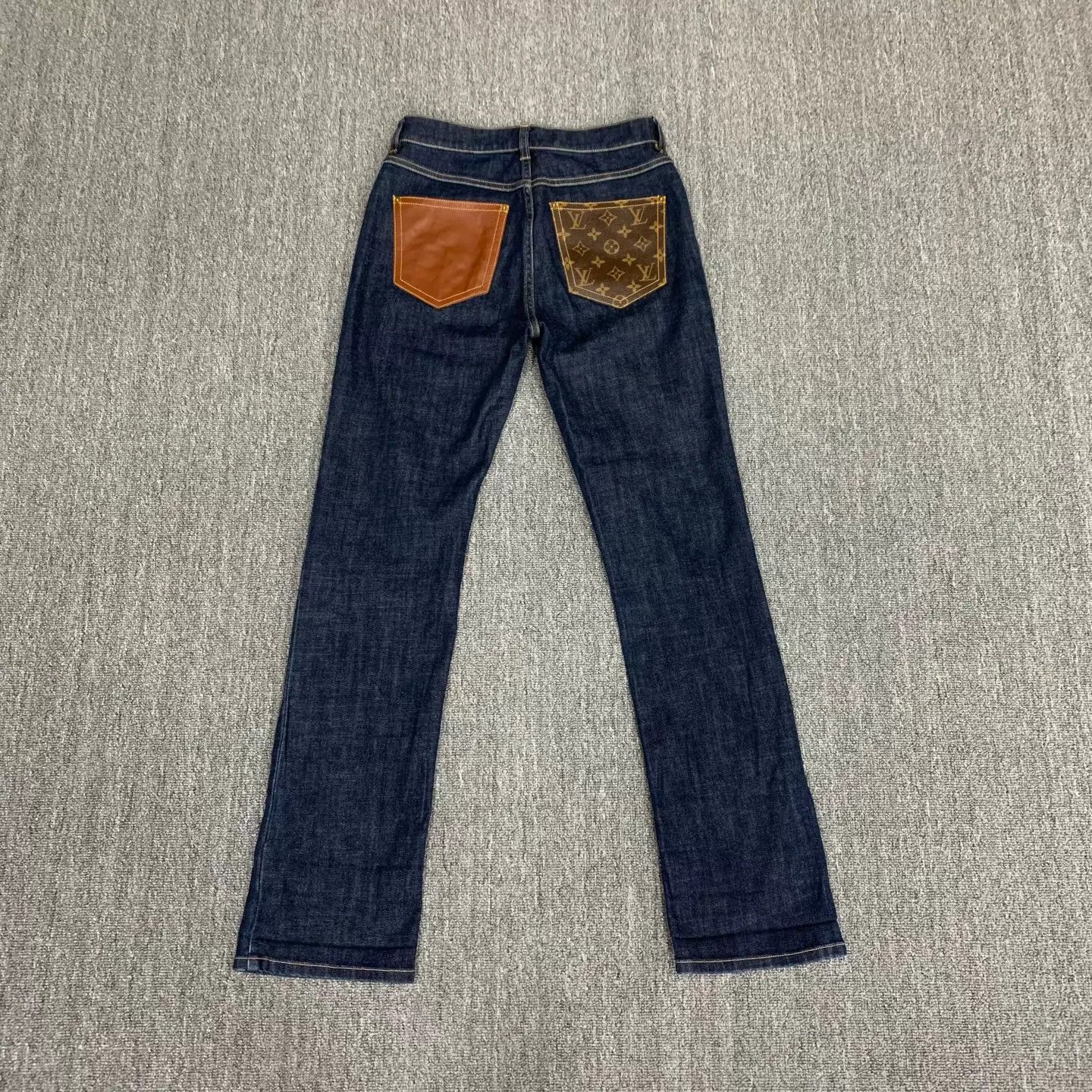 Louis Vuitton LV Blue Monogram Pocket Leather Jeans 34 98 New Size 25" / US 0 / IT 36 - 2 Thumbnail
