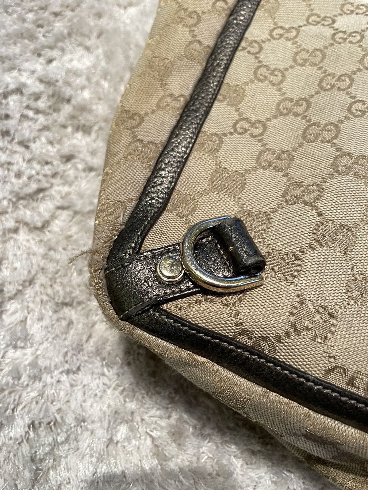 Gucci × Vintage 💎 Gucci Abbey Canvas D-Ring Monogram Vintage Handle Bag Size ONE SIZE - 6 Thumbnail