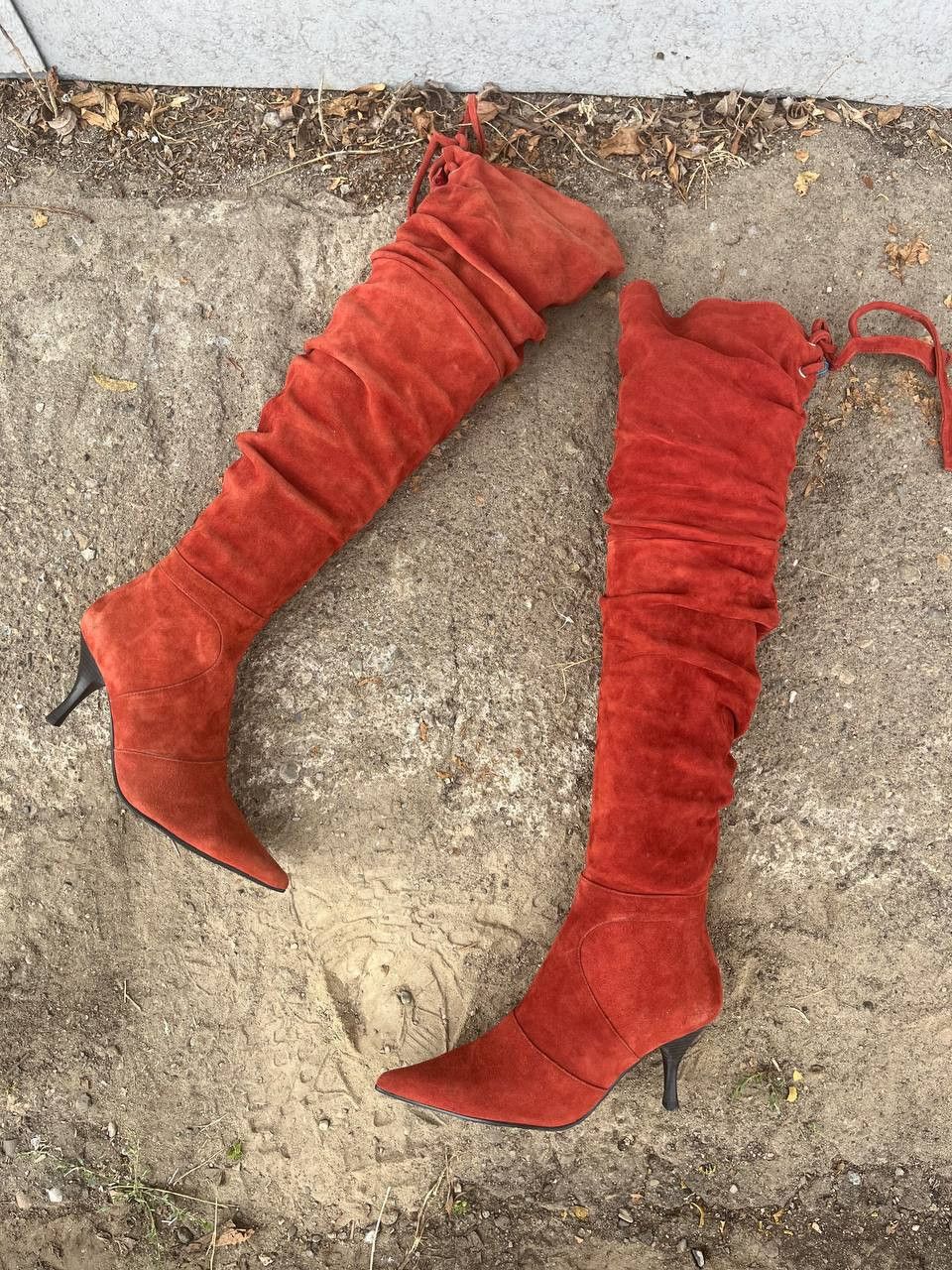 If Six Was Nine Vntg As 98 Guidi style Leather Faded Biker High Boots Heels Size US 5 / IT 35 - 3 Thumbnail