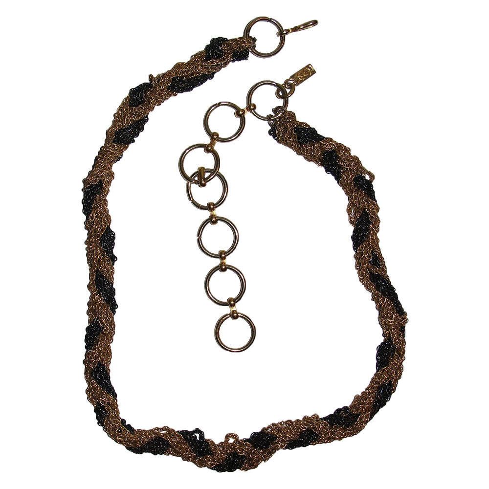 Yves Saint Laurent Yves Saint Laurent Black and Gold Woven Rope Necklace Size ONE SIZE - 5 Thumbnail