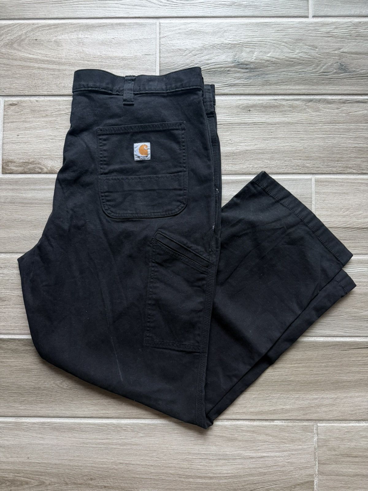 Vintage Carhartt Cargo Carpenter Black Pants Size 42x30
