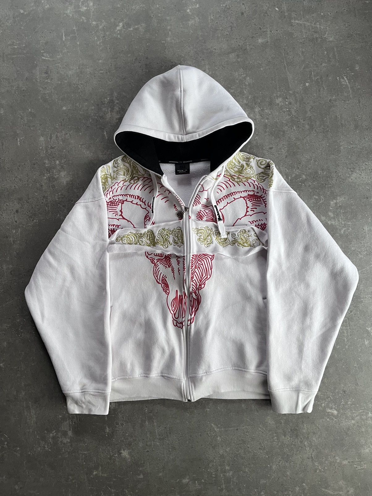 Makaveli Makaveli Big Skull Logo Embroidered Baggy Boxy Zip Hoodie XL Size US XL / EU 56 / 4 - 1 Thumbnail