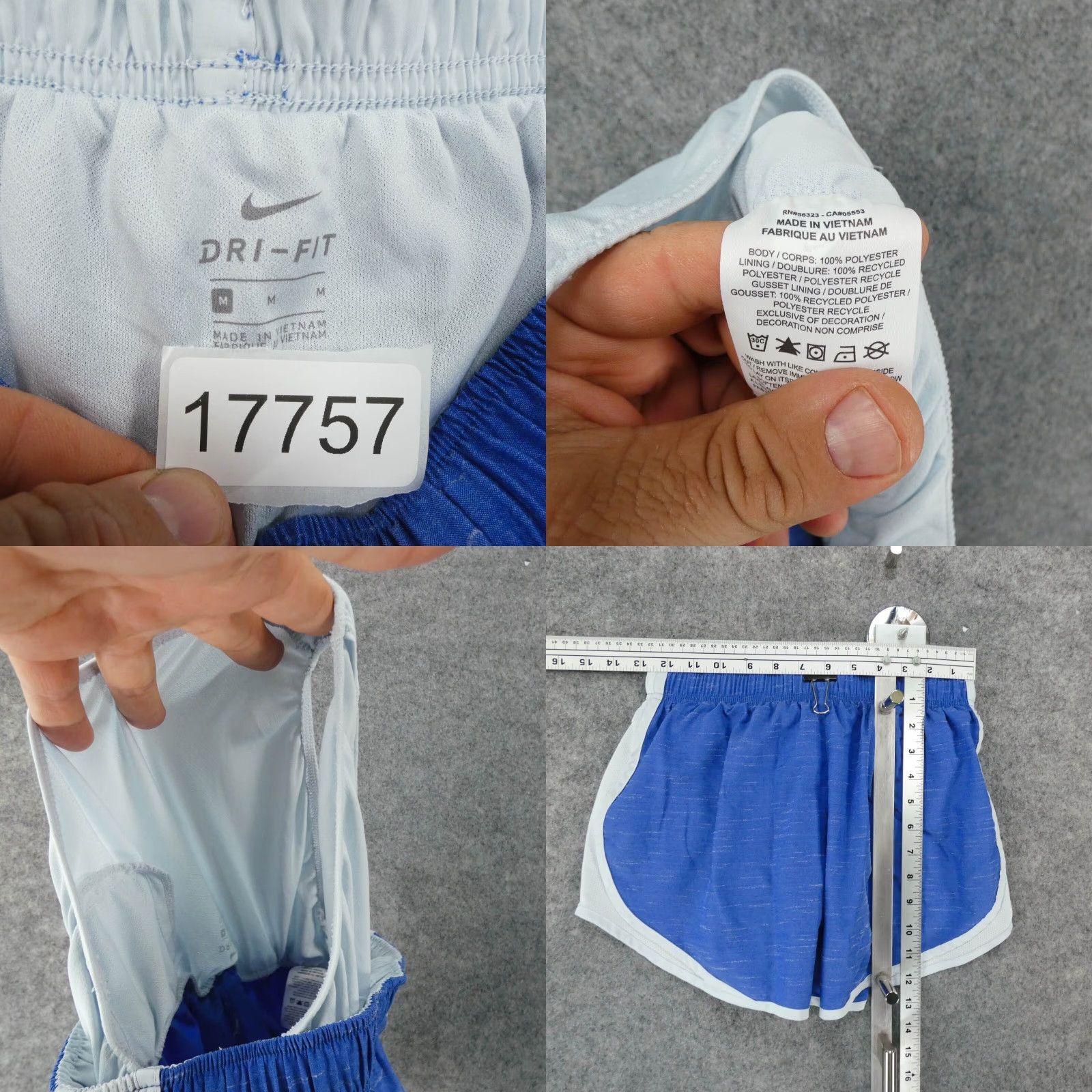 Nike Nike Shorts Womens Medium Blue White Lined Elastic Waist Running Dri-Fit Size 26" / US 2 / IT 38 - 8 Thumbnail