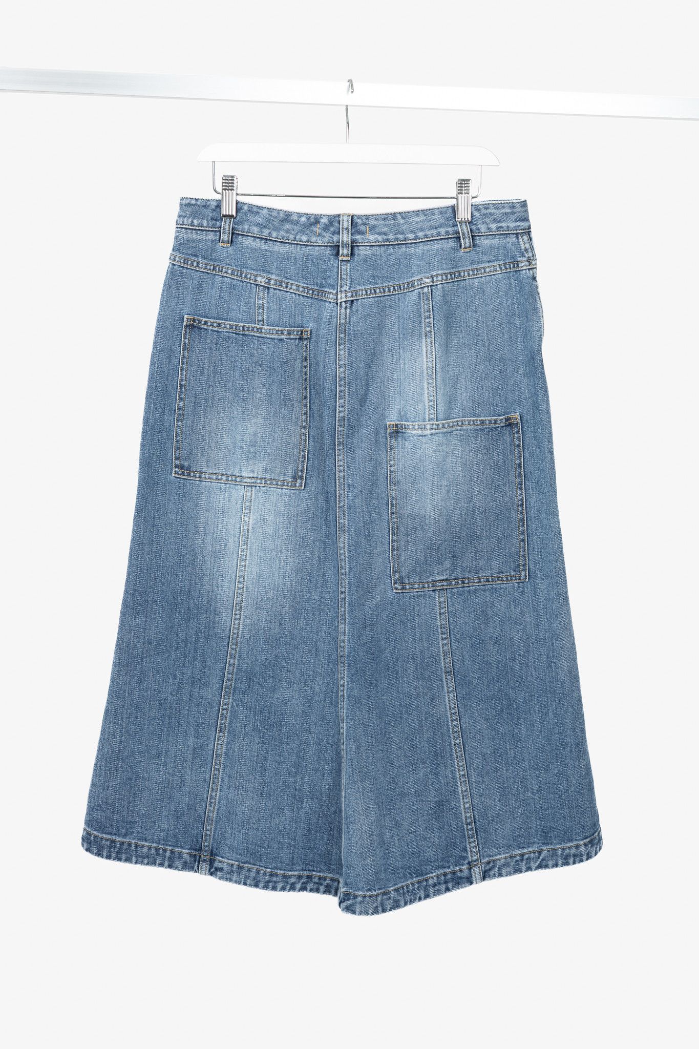 Tibi Tibi Classic Blue Wash Denim Midi Skirt Size 29" - 2 Thumbnail