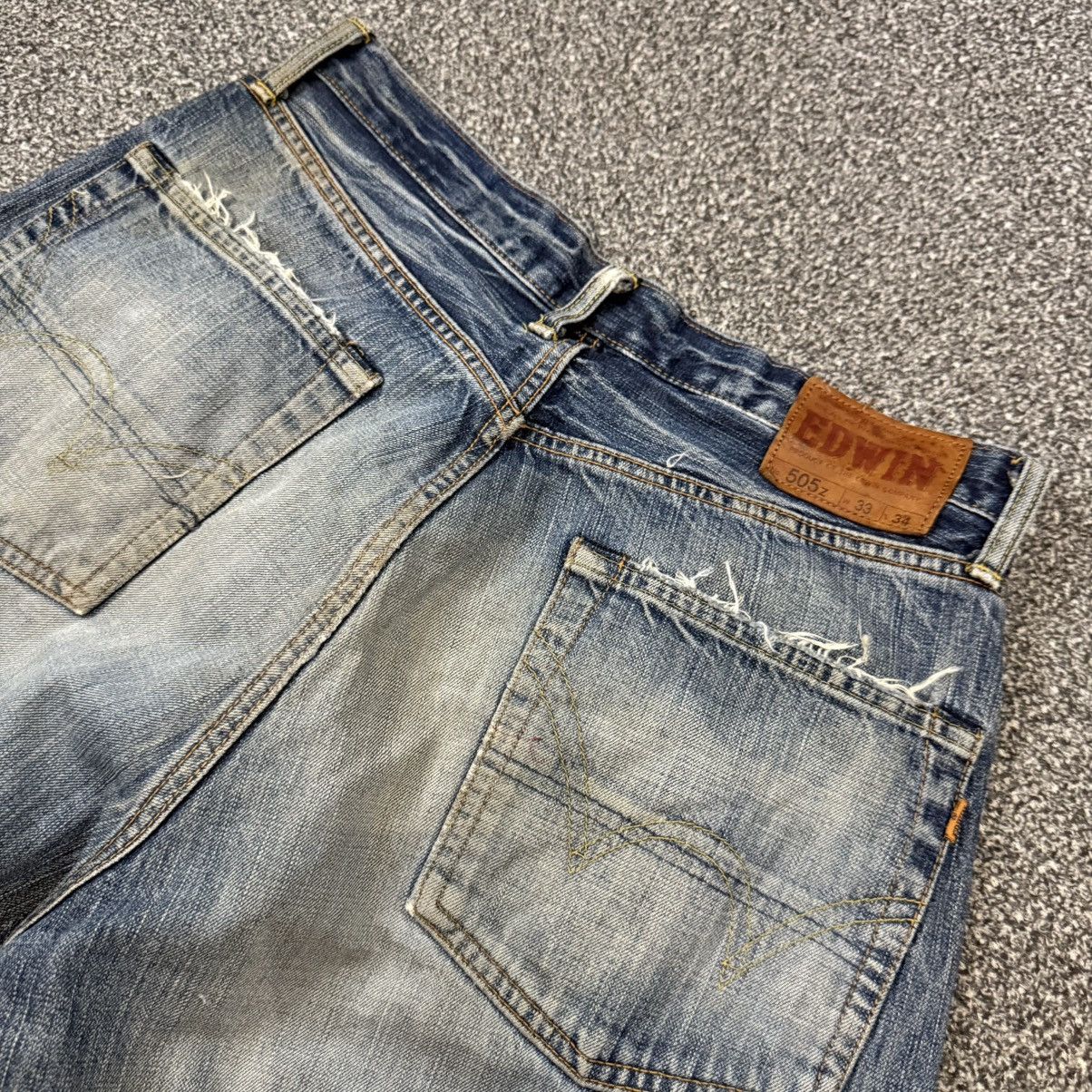 Seditionaries 🔥🇯🇵 Vintage 90s Selvedge Thrashed Distressed Edwin Denim Size US 33 - 8 Thumbnail