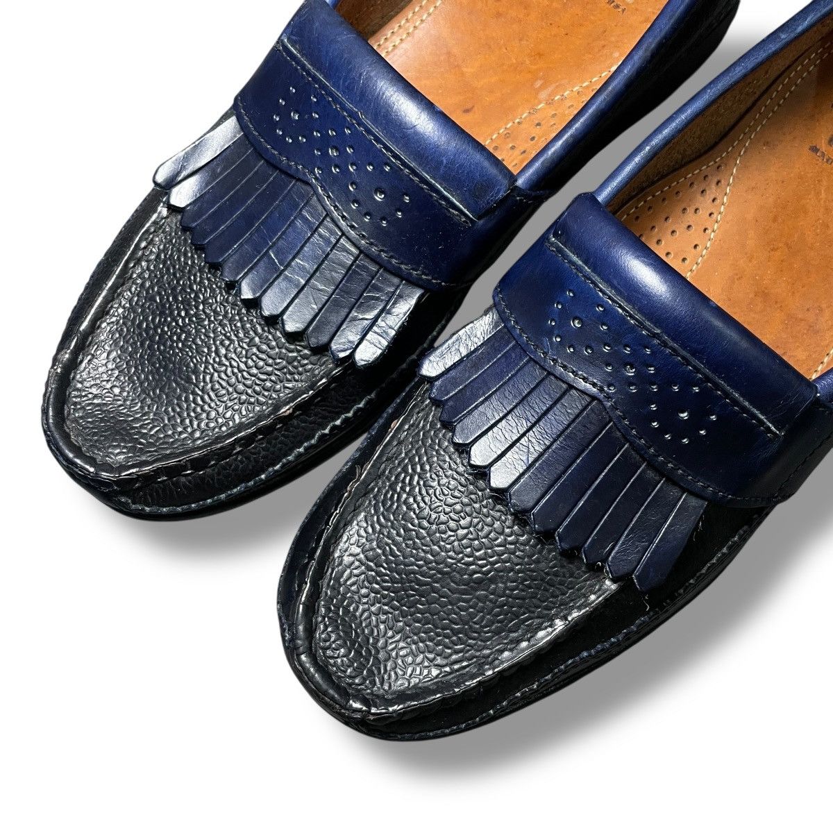 Yuketen VINTAGE Yuketen Kiltie Two-tone Blue/Black Leather Loafers Size US 10 / EU 43 - 3 Thumbnail
