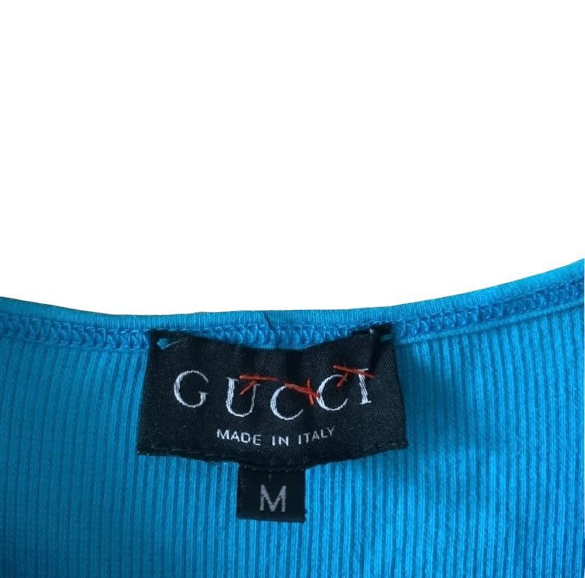 Gucci 1996 Spring Summer Gucci Ribbed elastane side logo t-shirt Size M / US 6-8 / IT 42-44 - 6 Thumbnail