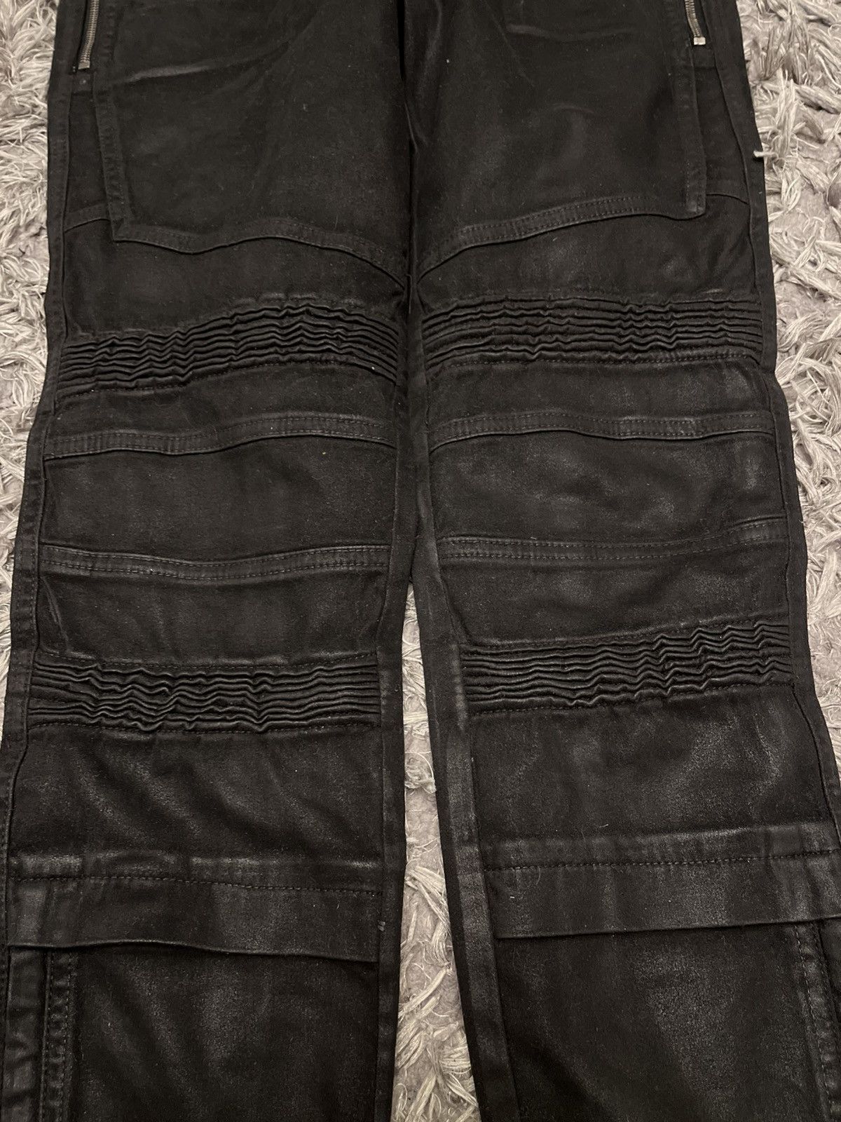Archive avant garde waxed biker pants diesel black gold