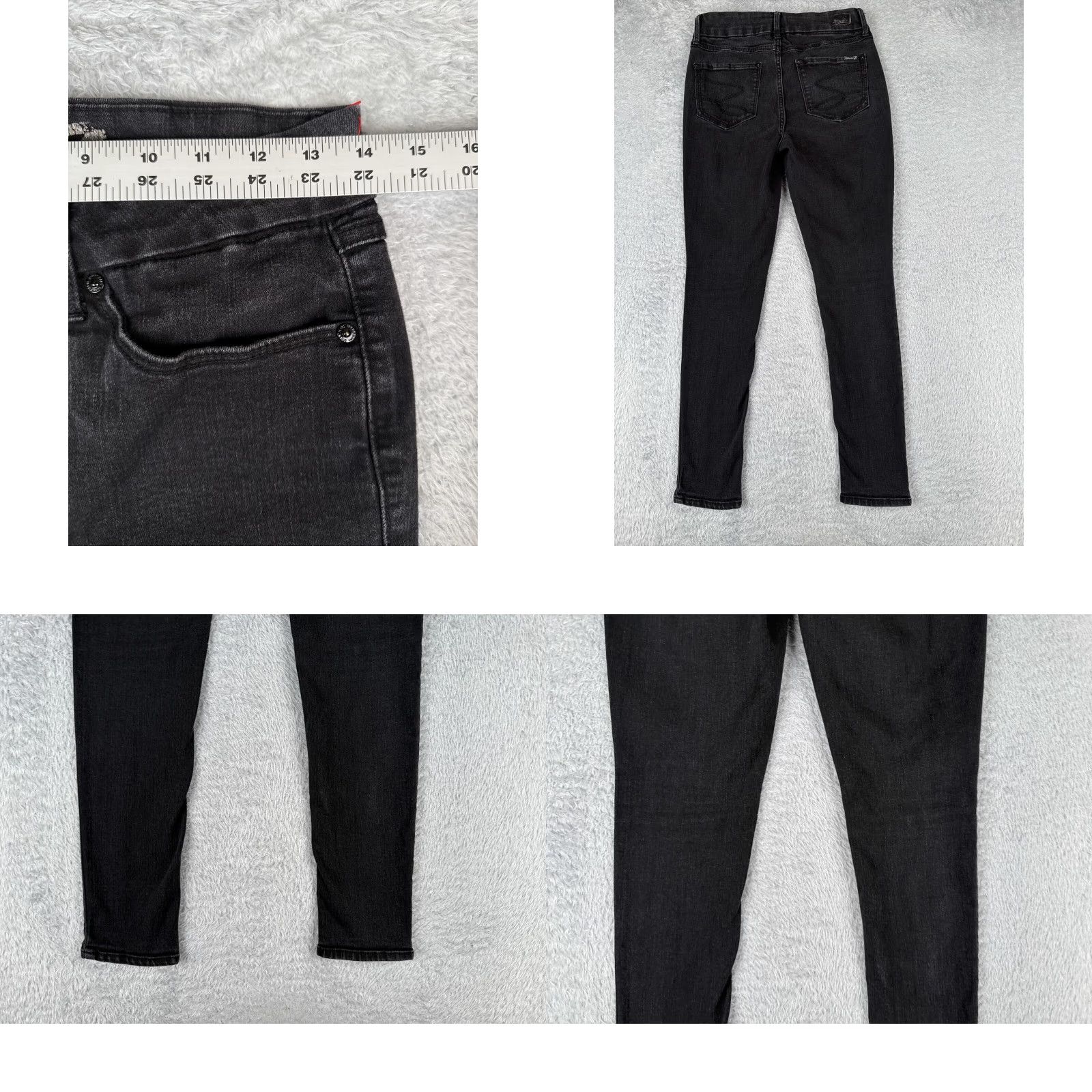 Vintage Seven7 Jeans Women 6 Black Denim High Rise Skinny Tapered Cotton 28x27 Tummyless Womens Size 28" / US 6 / IT 42 - 9 Thumbnail