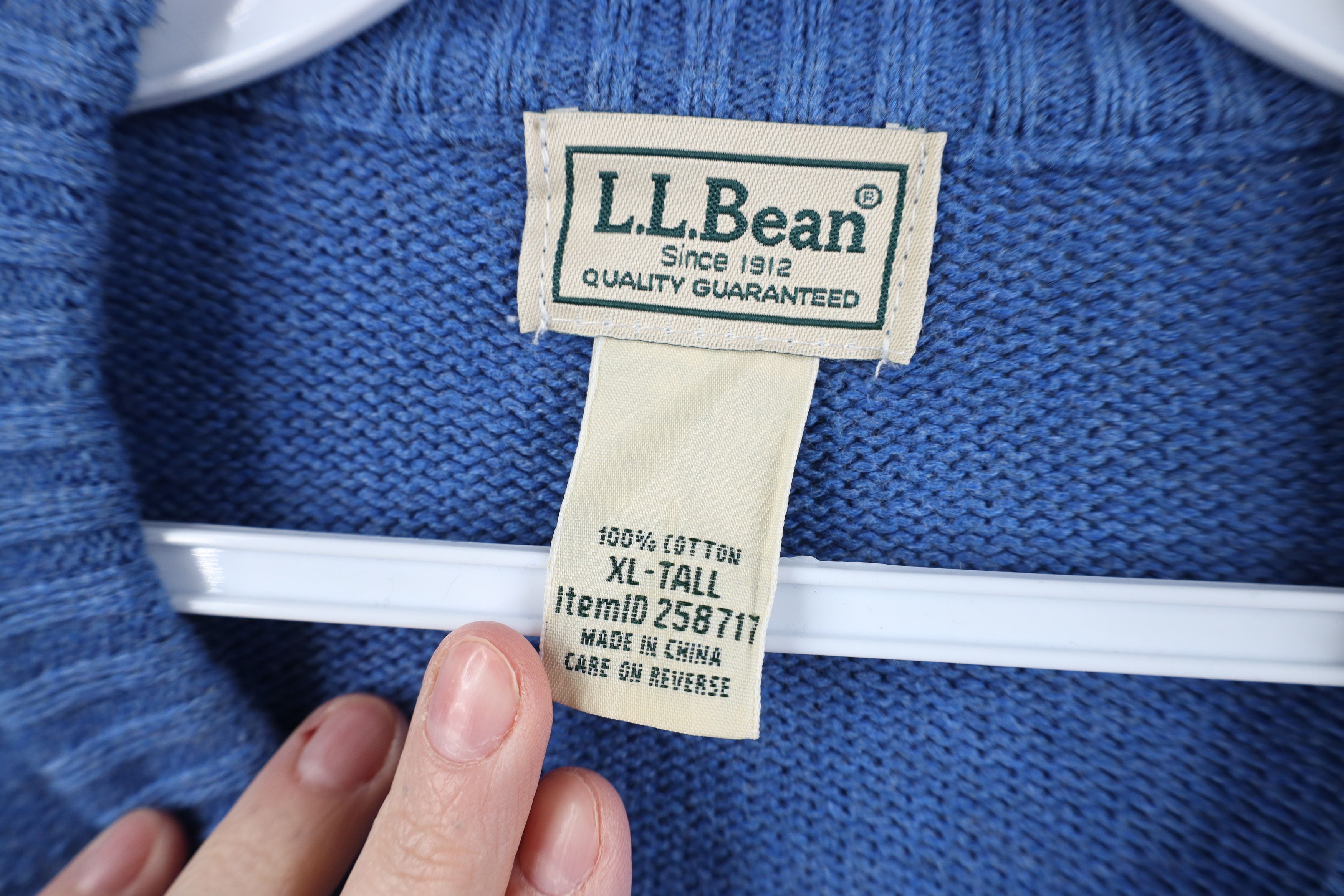 L.L. Bean Vintage 90s LL Bean Heavy Cotton Knit Crewneck Sweater Blue Size US XL / EU 56 / 4 - 6 Thumbnail