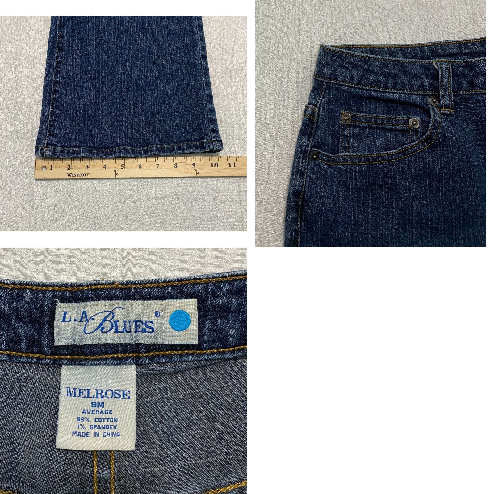 Vintage VINTAGE L.A. Blues Melrose Jeans 9 M High Rise Boot Cut Stretch 32×32 Blue Denim Cotton Spandex 5-Pocket Womens Jeans Size 24" / US 00 / IT 34 - 8 Thumbnail