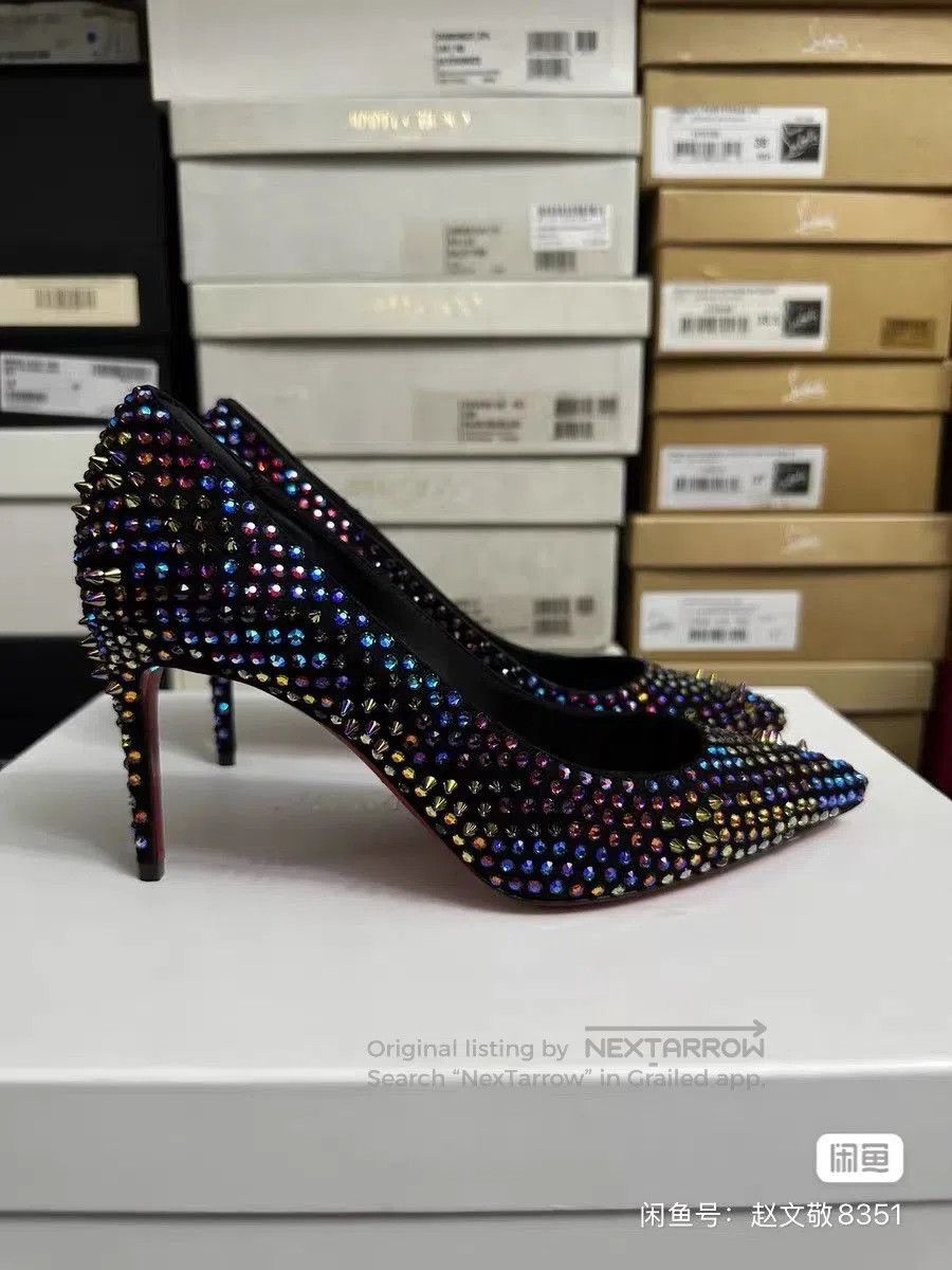 Christian Louboutin Christian Louboutin Rhinestone Studded Heels. Size US 4.5 / IT 34.5 - 4 Thumbnail
