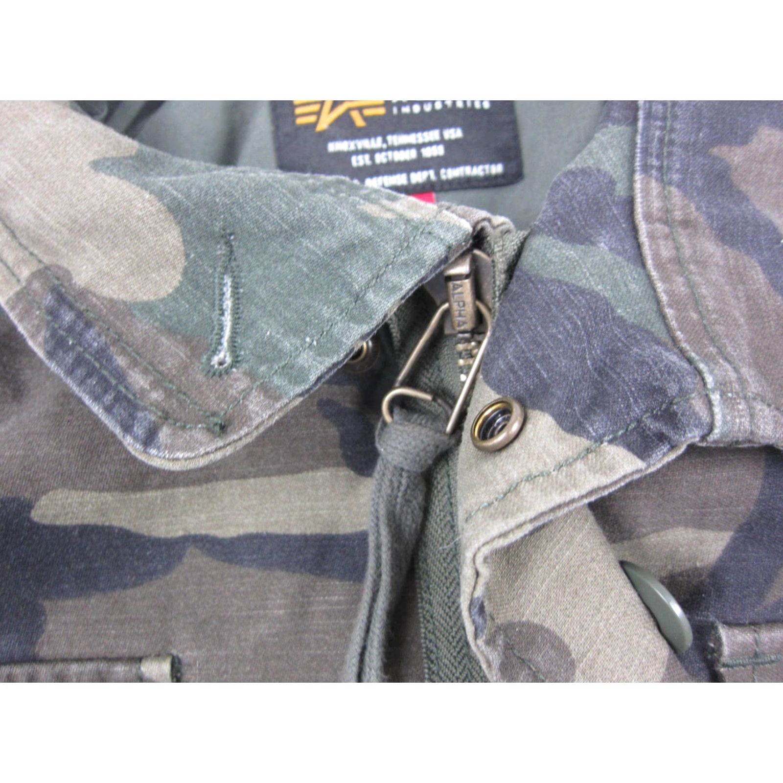 Alpha Industries Alpha Industries Jacket Mens M-65 Green Camouflage Military Field Utility Cotton Canvas Zip Mid-Length Size US M / EU 48-50 / 2 - 6 Thumbnail