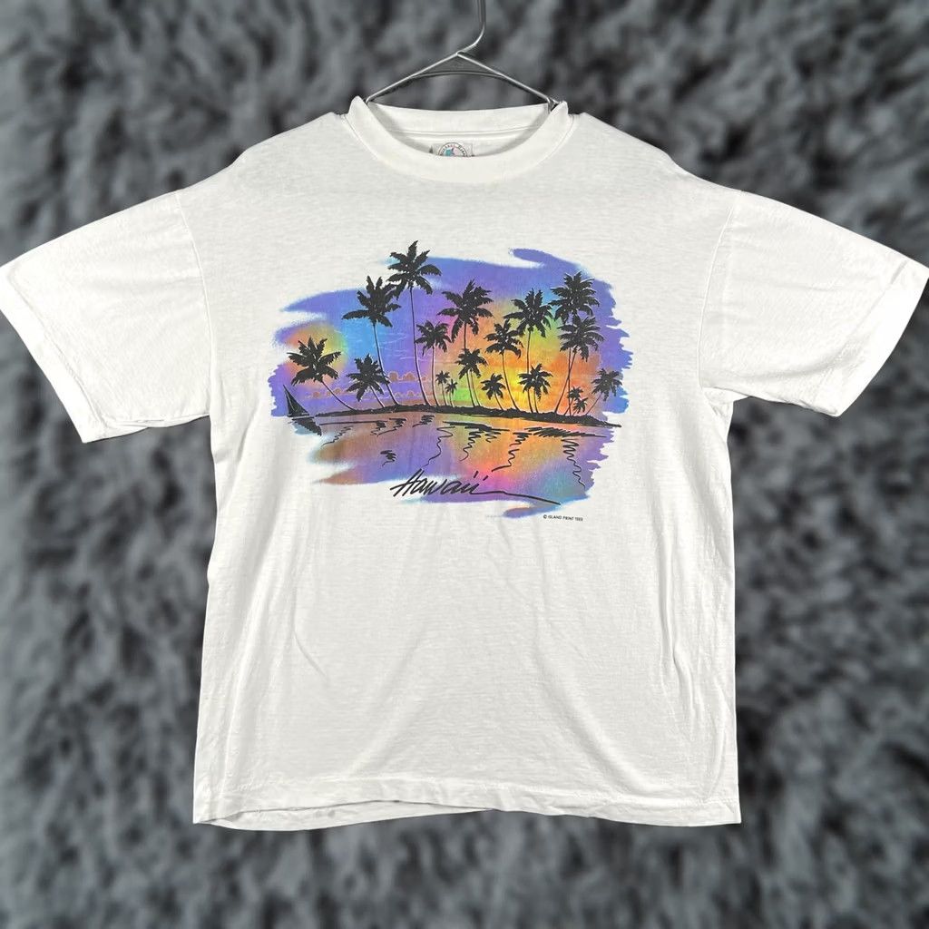 Vintage VINTAGE Caribbean Dream Shirt Mens Large White Hawaii Palm Trees Single Stitch Size US L / EU 52-54 / 3 - 1 Thumbnail