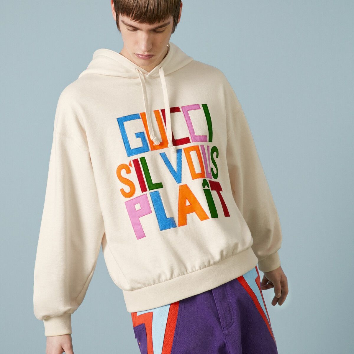 Gucci o1s1wg110225 Felted Cotton Sweatshirt Hoodie Patch in Ivory Size US XS / EU 42 / 0 - 6 Thumbnail