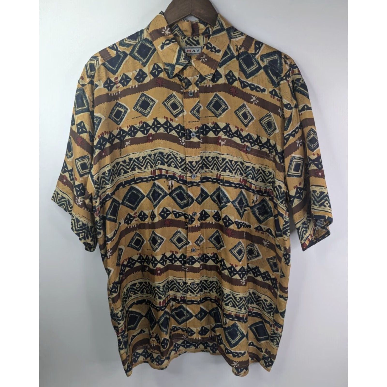Vintage VINTAGE May Silk Geometric Southwestern Button Up Men's Large Shirt 90s Retro Size US L / EU 52-54 / 3 - 3 Thumbnail