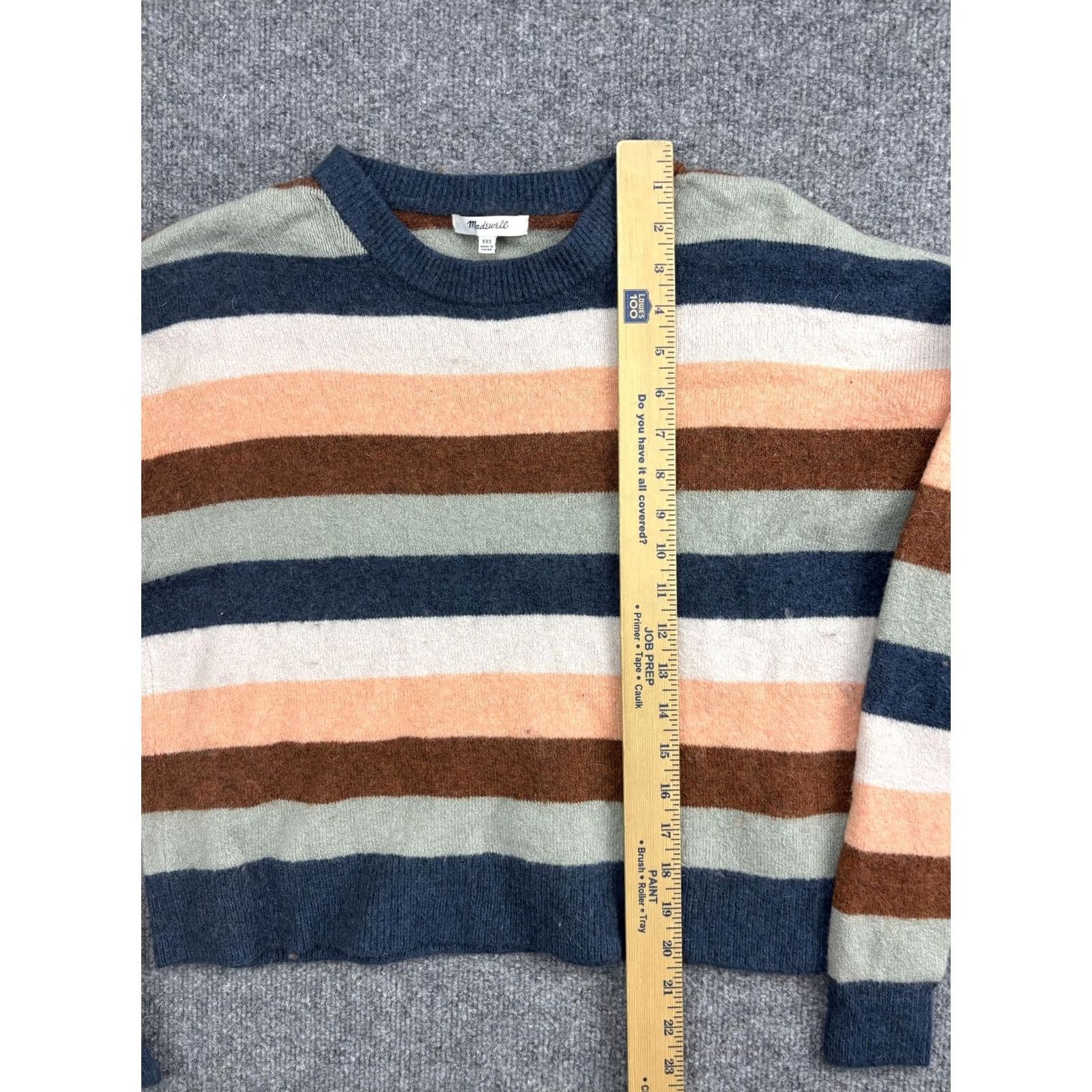 Madewell Madewell Sweater Womens XXS Multicolor Stripe Crew Neck Wool Blend Pullover Size XXS / US 00 / IT 34 - 3 Thumbnail
