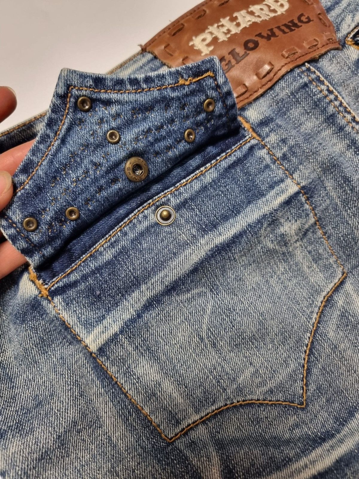 Vintage vintage Phard Glowing jeans leather skirt L country womens Size 29" - 10 Thumbnail