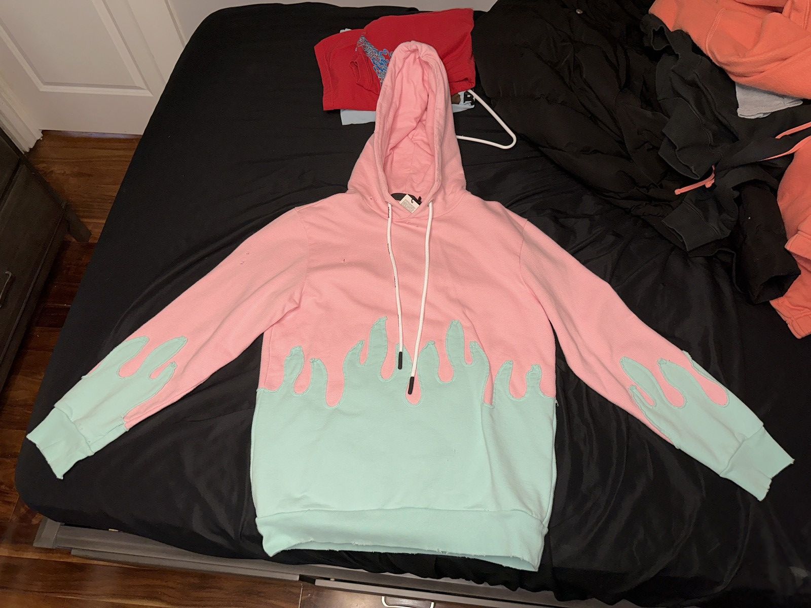 image of Palm Angels Layered Flames Hoodie in Pink, Men's (Size Large)