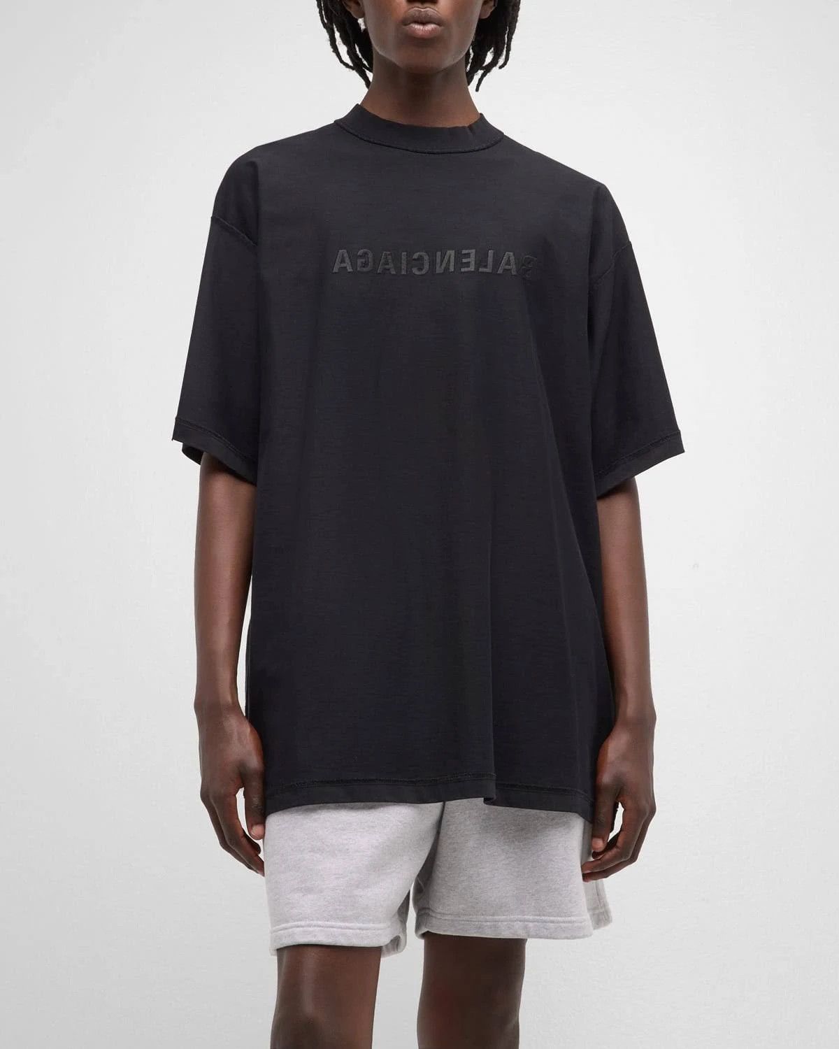 Balenciaga o1in1g0324 Mirror Balenciaga T-Shirt Oversized in Black Size US M / EU 48-50 / 2 - 6 Thumbnail