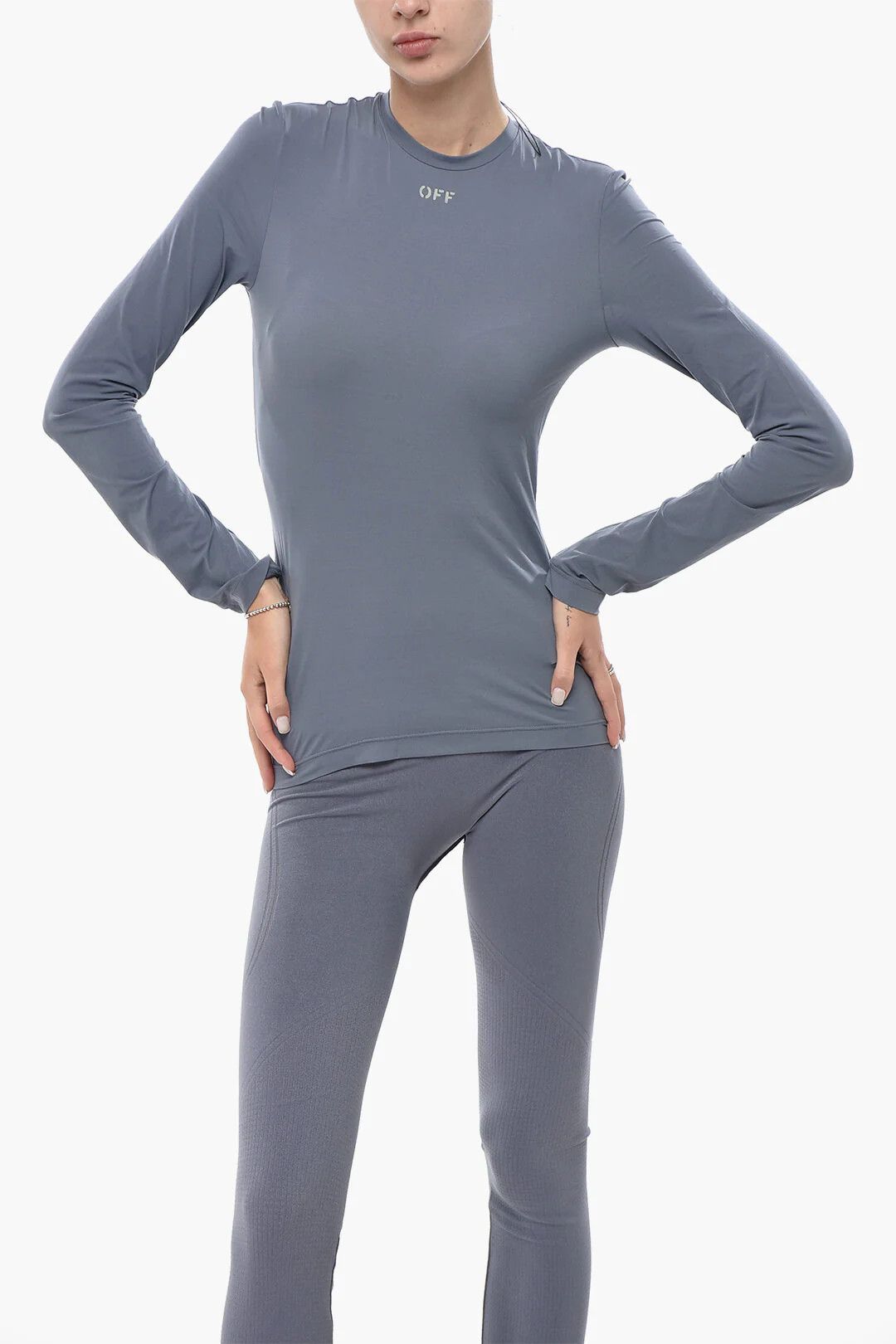 Off-White og1mm0426 Stretch Fabric Top in Grey Size S / US 4 / IT 40 - 1 Thumbnail
