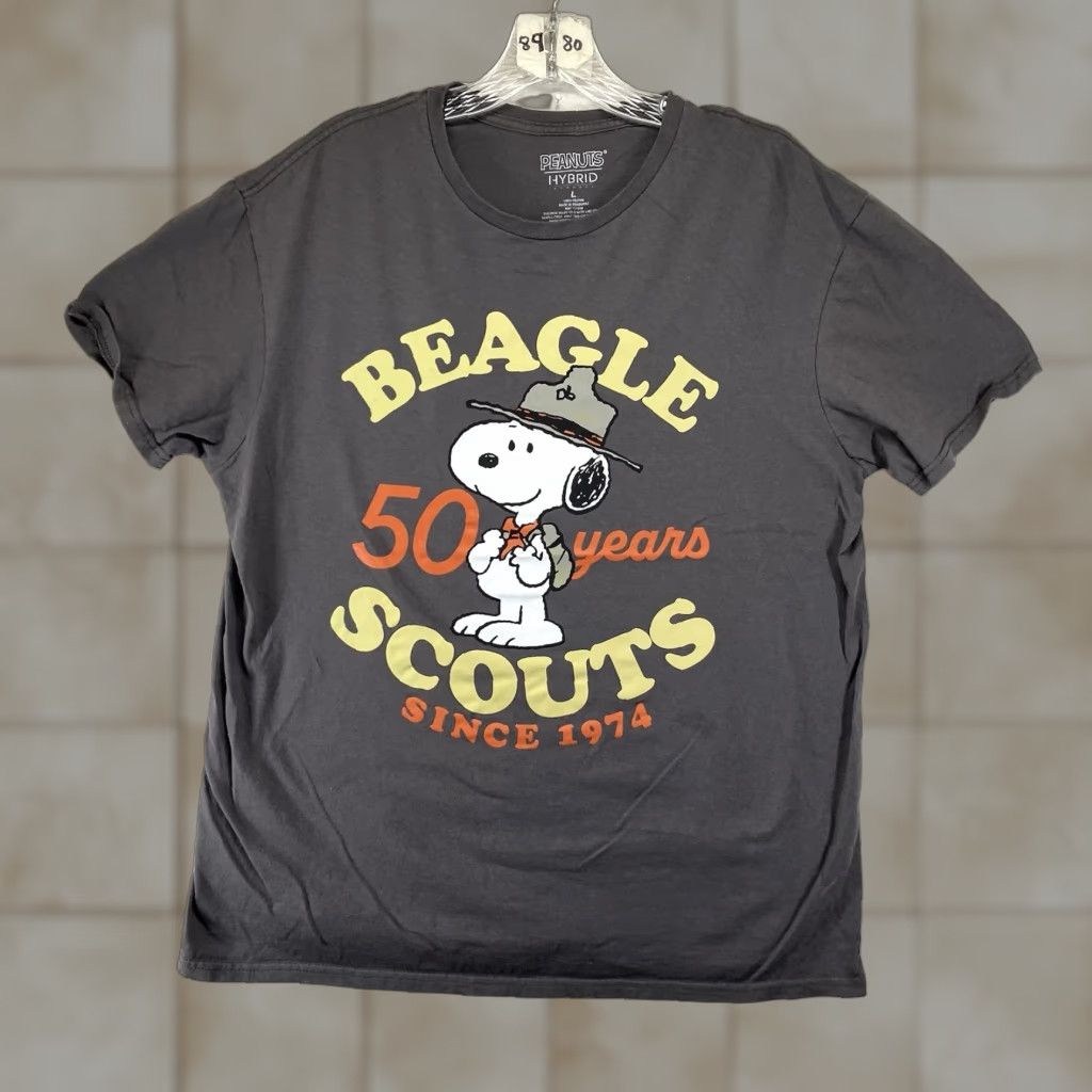 Peanuts PEANUTS SNOOPY Beagle Scouts Shirt L Adult Regular Gray Knit Short Sleeve Crew Neck 70s Retro Outdoor Camping Mens Womens Boys Girls Size L / US 10 / IT 46 - 1 Thumbnail