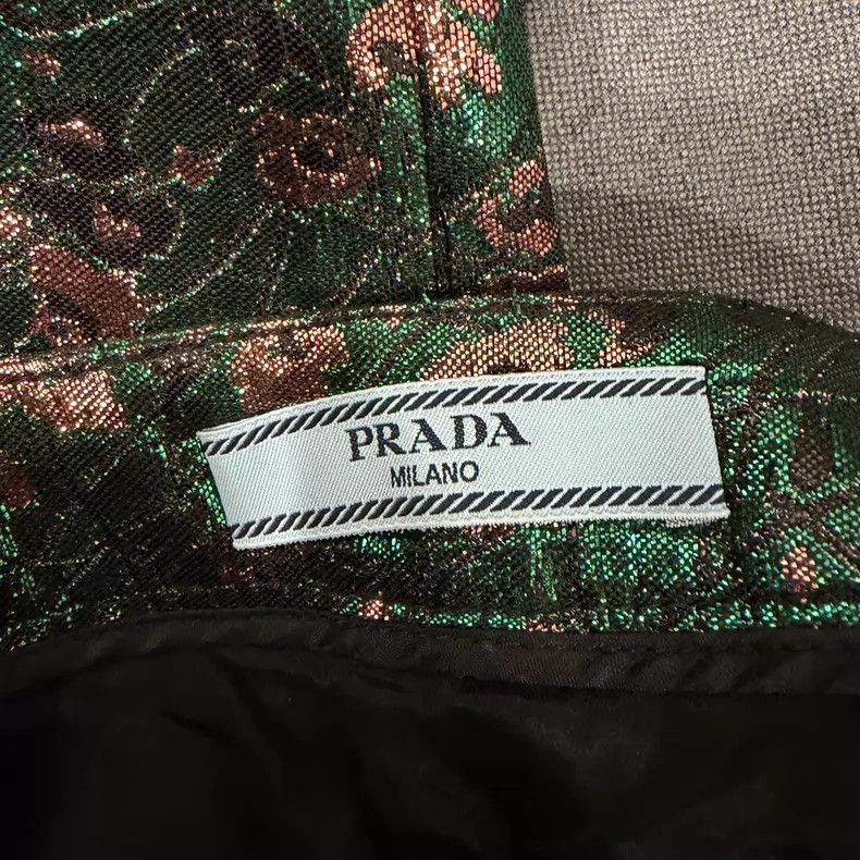 Prada Prada Green embroidered patterned trousers Size US 28 / EU 44 - 2 Thumbnail