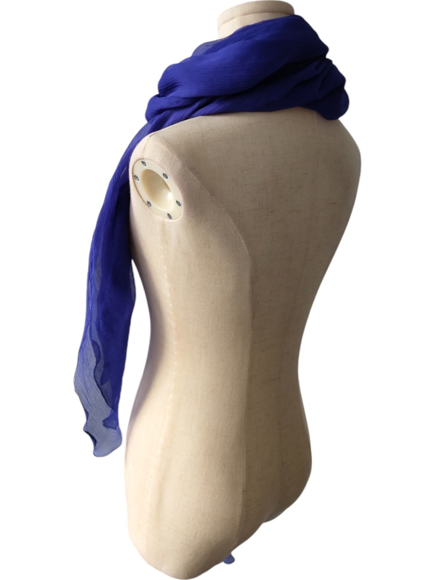 Armani Collezioni Royal Blue Silk Scarf With 3 Layer Ruffle Finishing Size ONE SIZE - 2 Thumbnail
