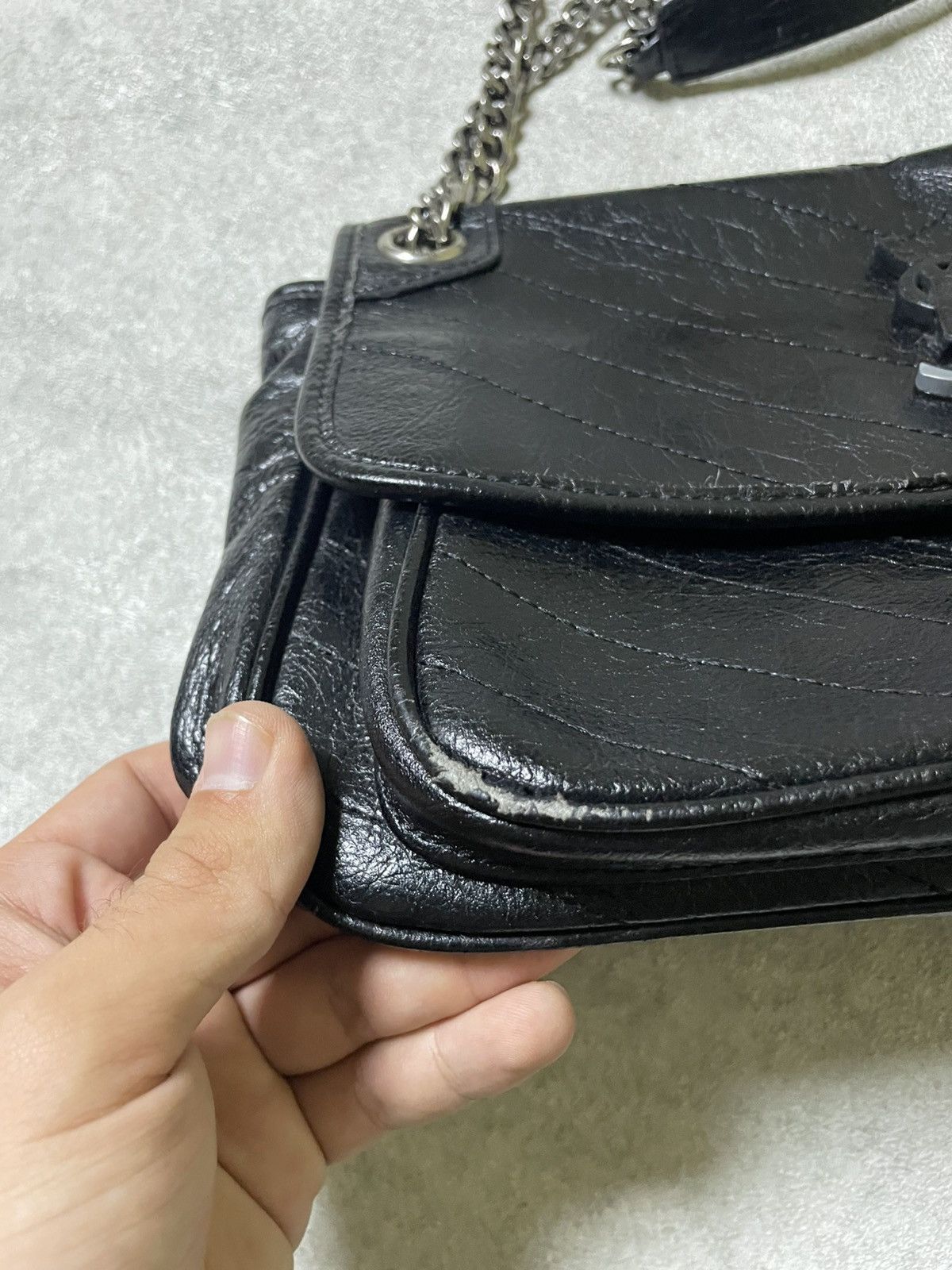 Yves Saint Laurent Rare 2000’s Saint Laurent Paris Niki Crinkle Shoulder Bag Size ONE SIZE - 14 Thumbnail
