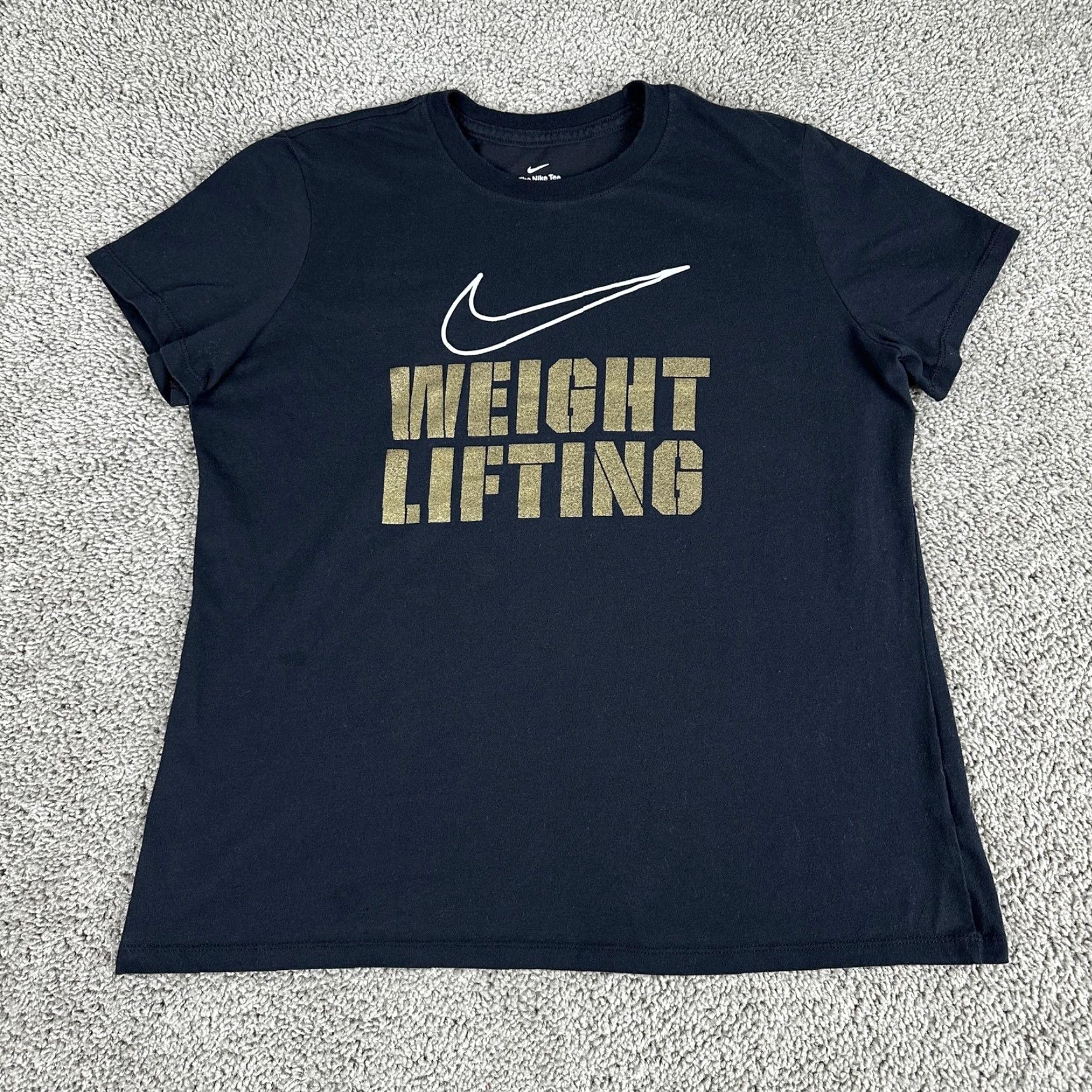 Nike Nike Shirt Womens XL Black Dri-FIT Weight Lifting Swoosh Graphic Athletic Tee Size XL / US 12-14 / IT 48-50 - 2 Thumbnail