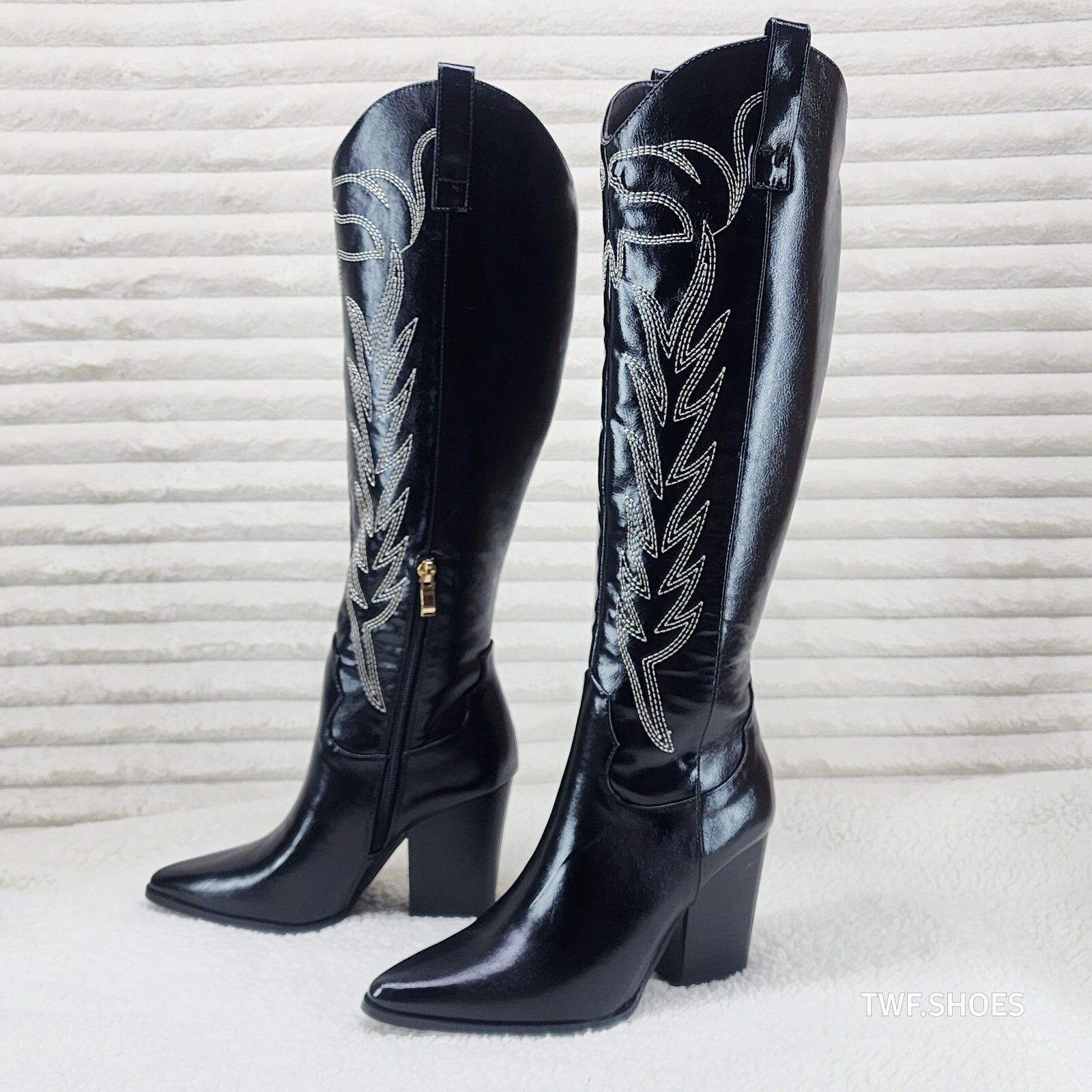 Other So Me Cruising Western Cowgirl Knee Boots Black (US Shoe Siz Size US 6.5 / IT 36.5 - 5 Thumbnail
