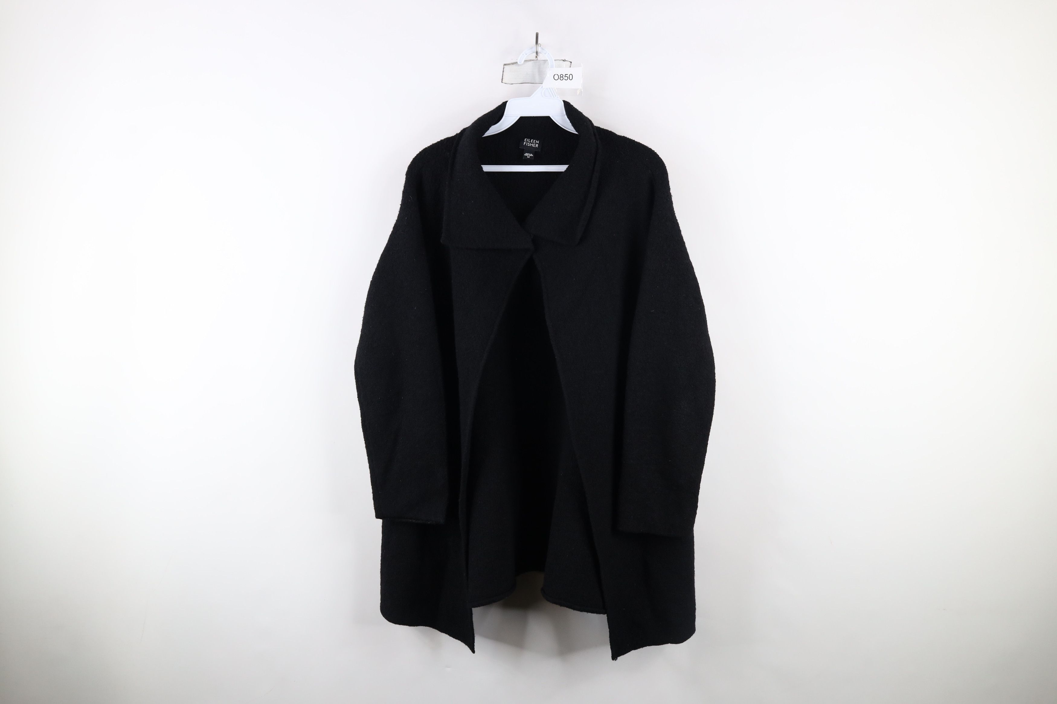 Eileen Fisher × Vintage Eileen Fisher Wool Collared Top Button Sweater Black Size M / US 6-8 / IT 42-44 - 1 Thumbnail