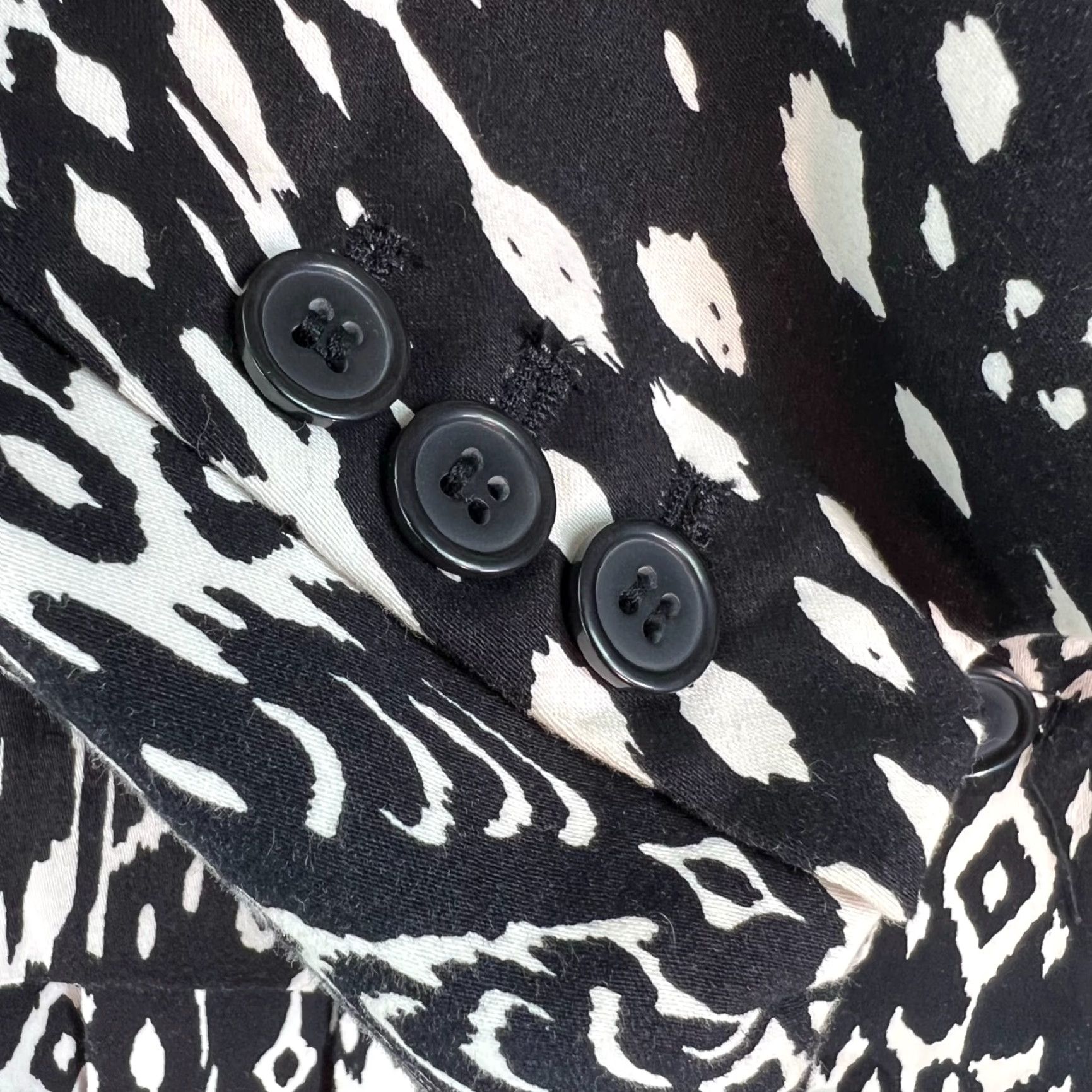 Vintage Katherine Blazer Jacket 3/4 Sleeve Women's L Black White Cotton Blend Twill Pockets Lined Casual 90s Theme? Size L / US 10 / IT 46 - 3 Thumbnail