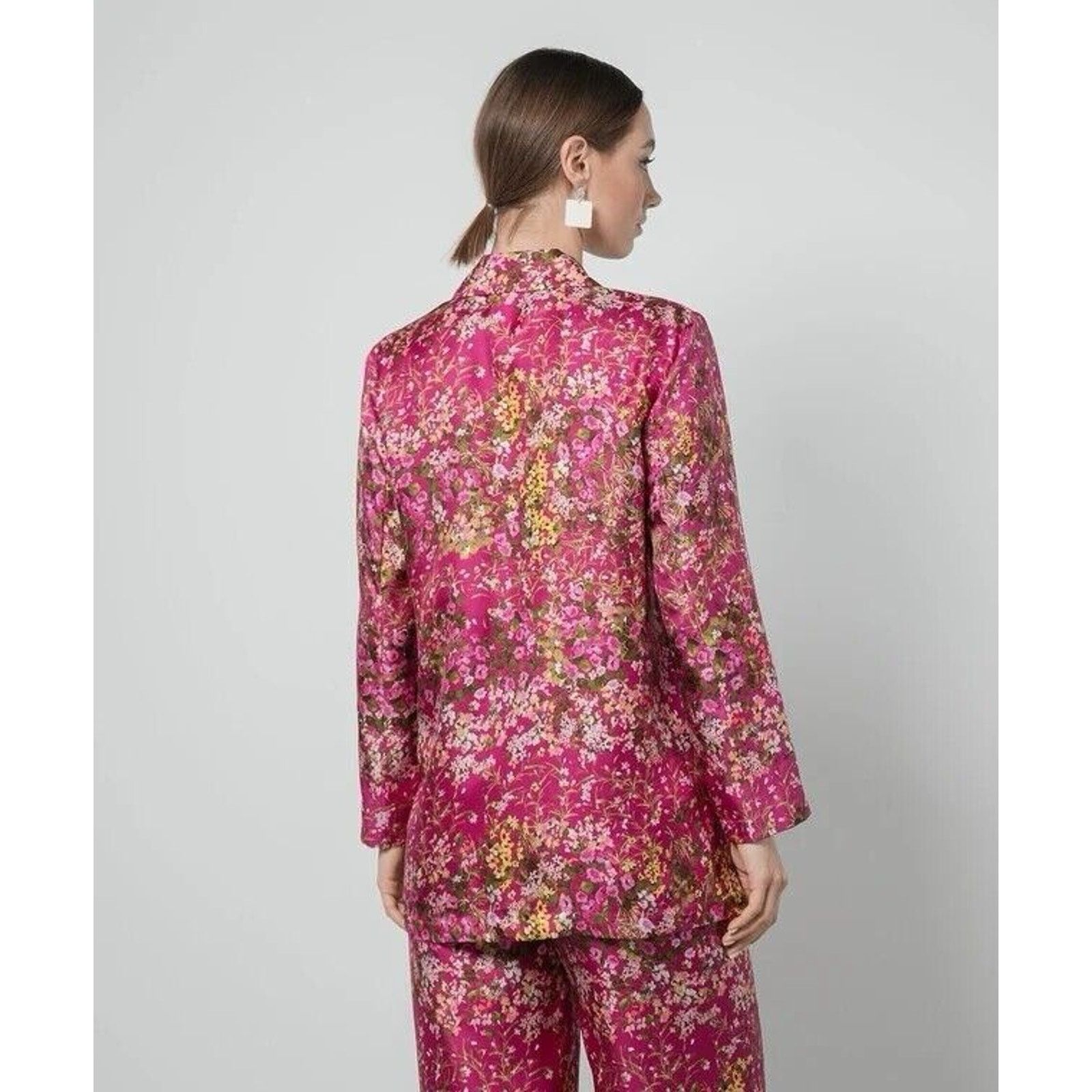 Max Mara NEW $715 Max Mara Studio Size 10 Floral Silk Blouse Top NWT Size L / US 10 / IT 46 - 3 Thumbnail