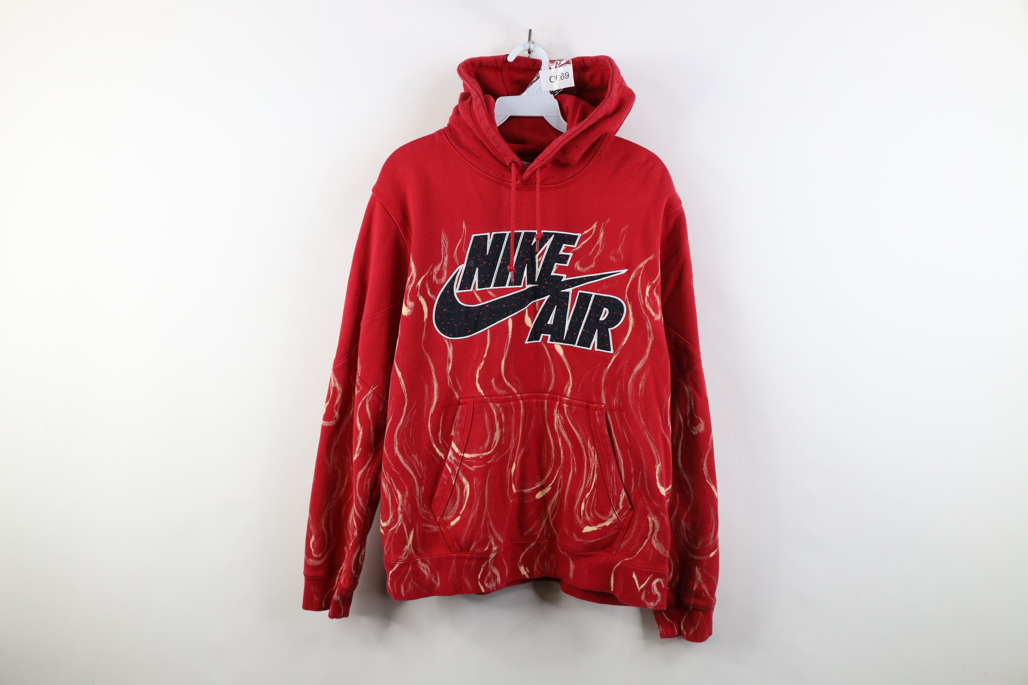 Vintage Nike Air Big Swoosh Fire Flames Hoodie Sweatshirt
